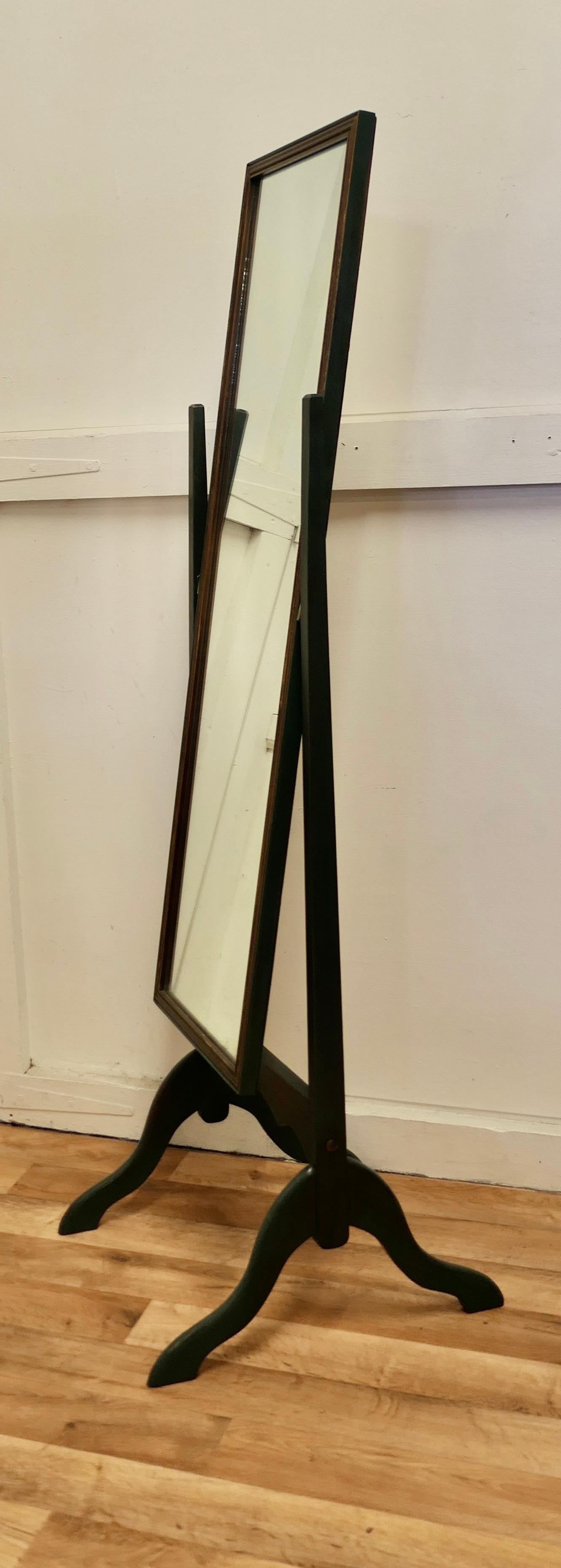 Adams Art Deco Green Painted Cheval Mirror In Good Condition In Godshill, Isle of Wight