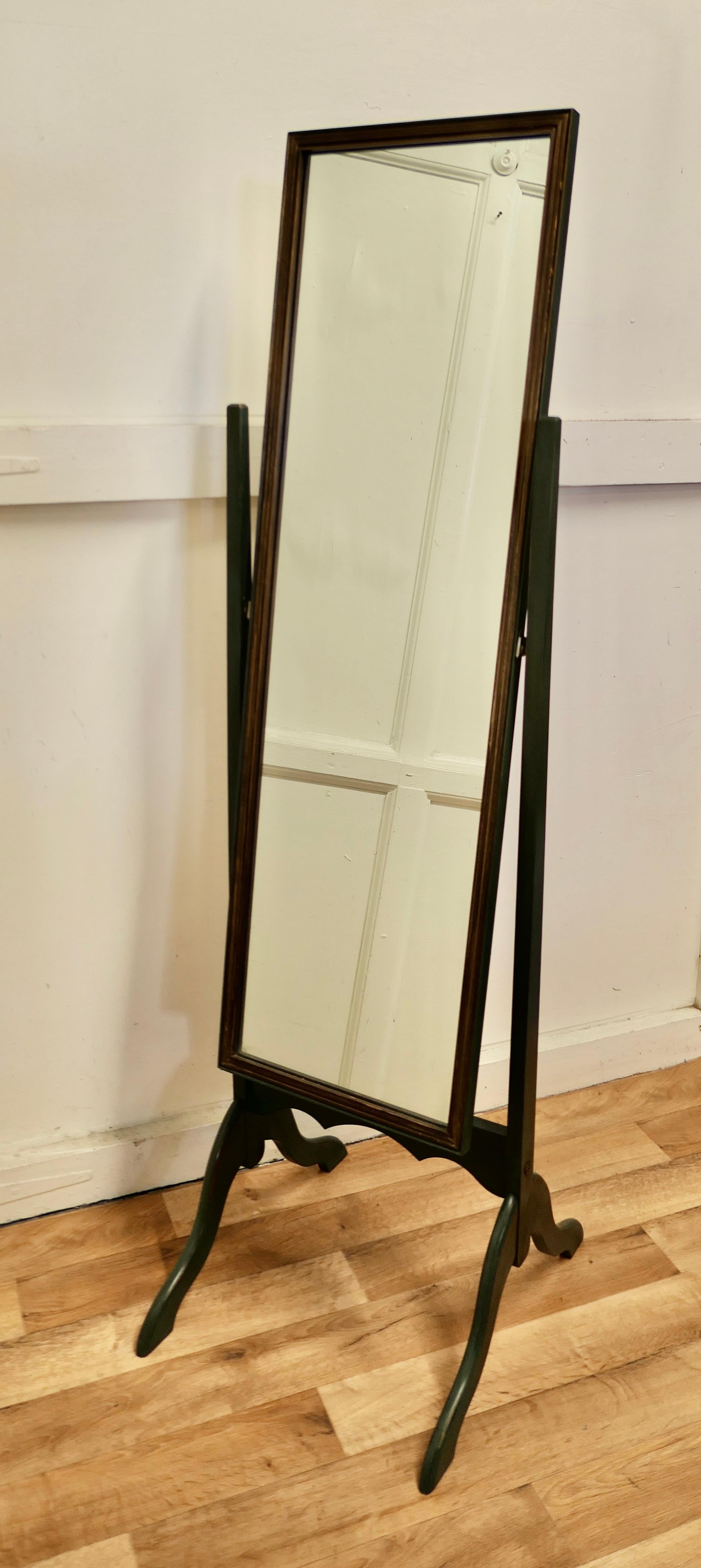 Adams Art Deco Green Painted Cheval Mirror 1