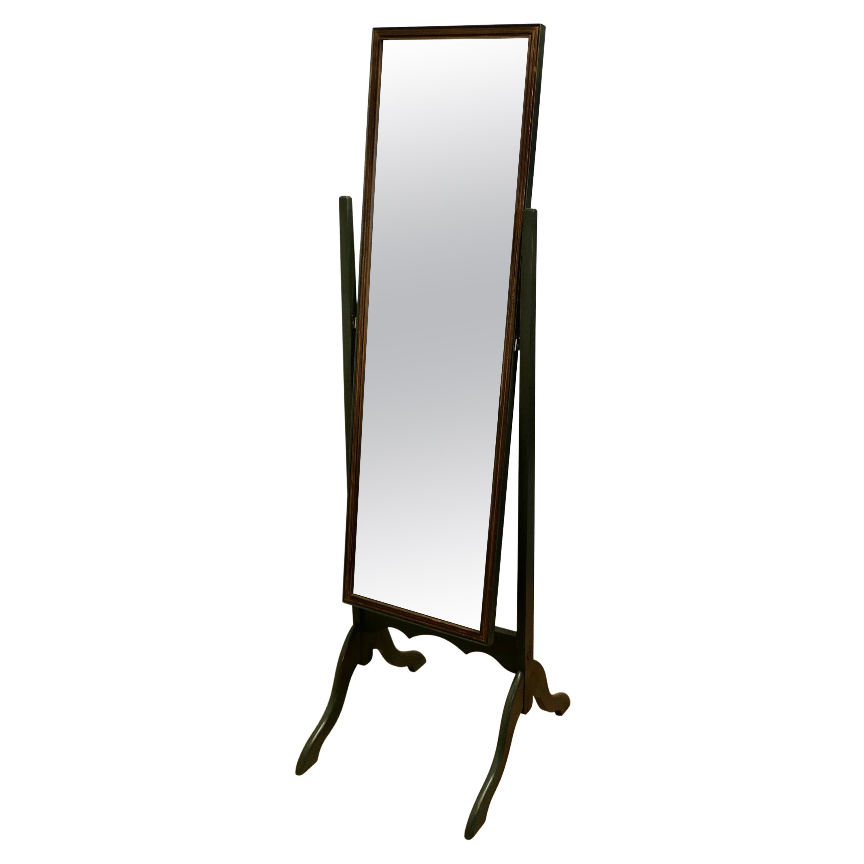 Adams Art Deco Green Painted Cheval Mirror