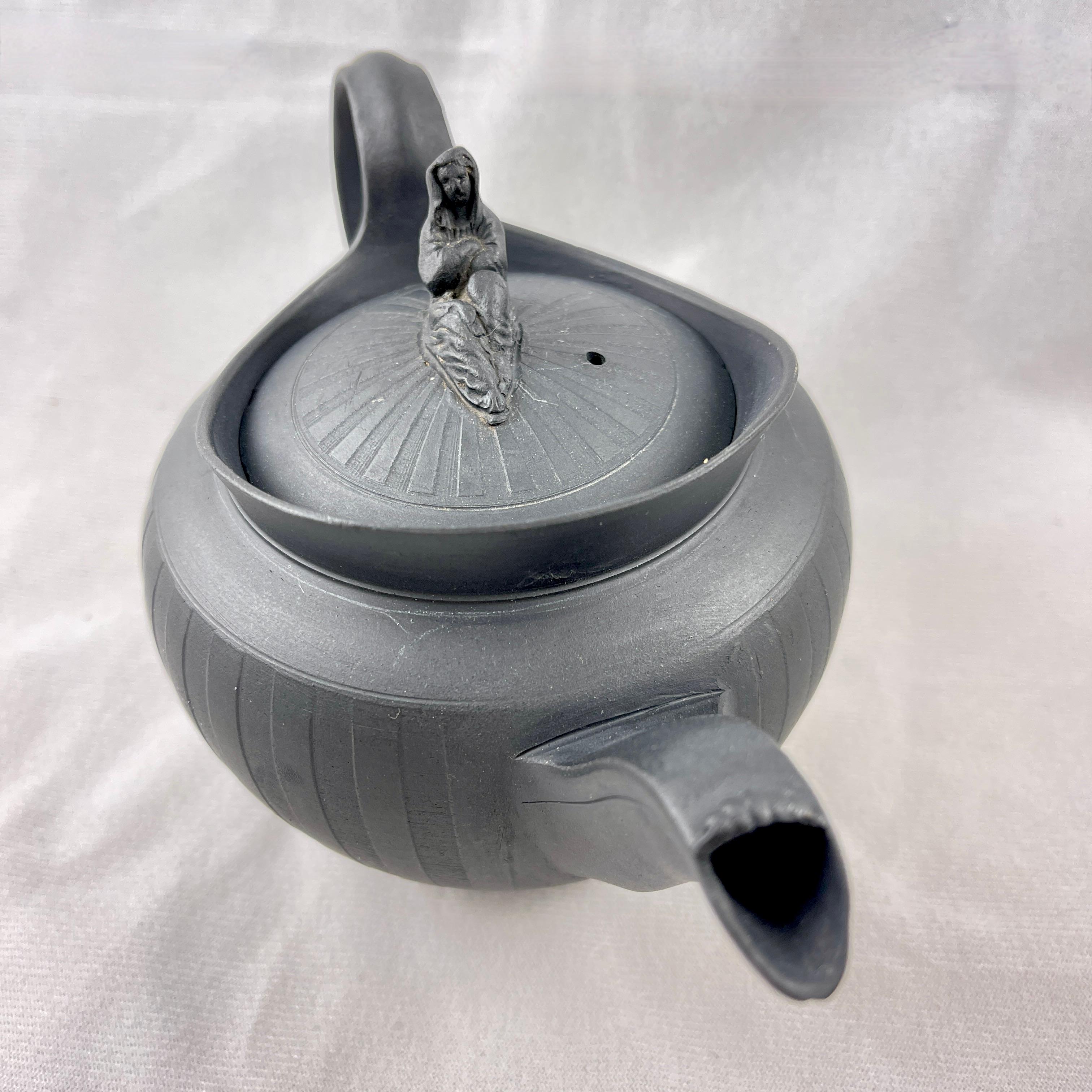 Adams Black Basalt Neoclassical Widow Teapot, Circa 1790 For Sale 4