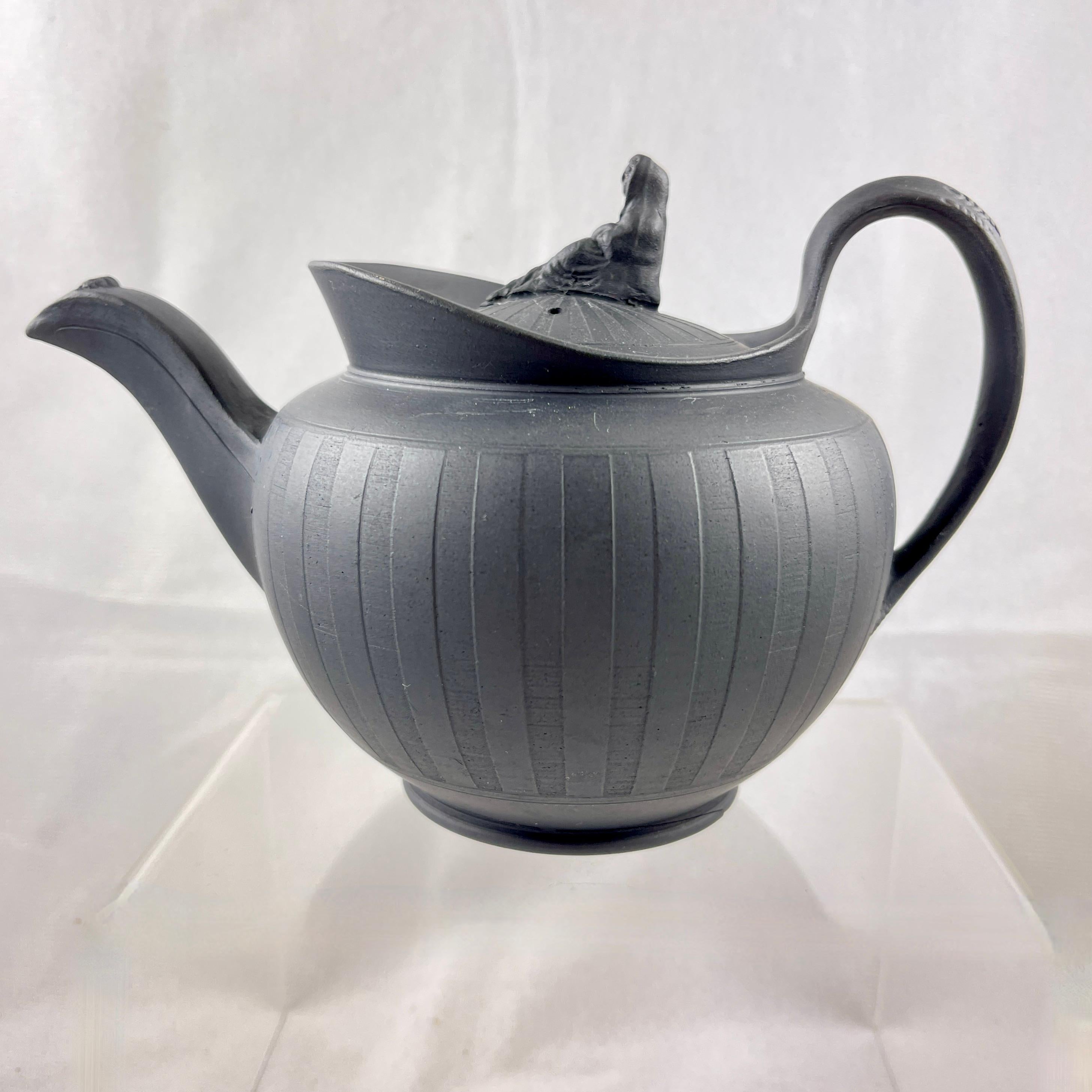 Adams Black Basalt Neoclassical Widow Teapot, Circa 1790 For Sale 6