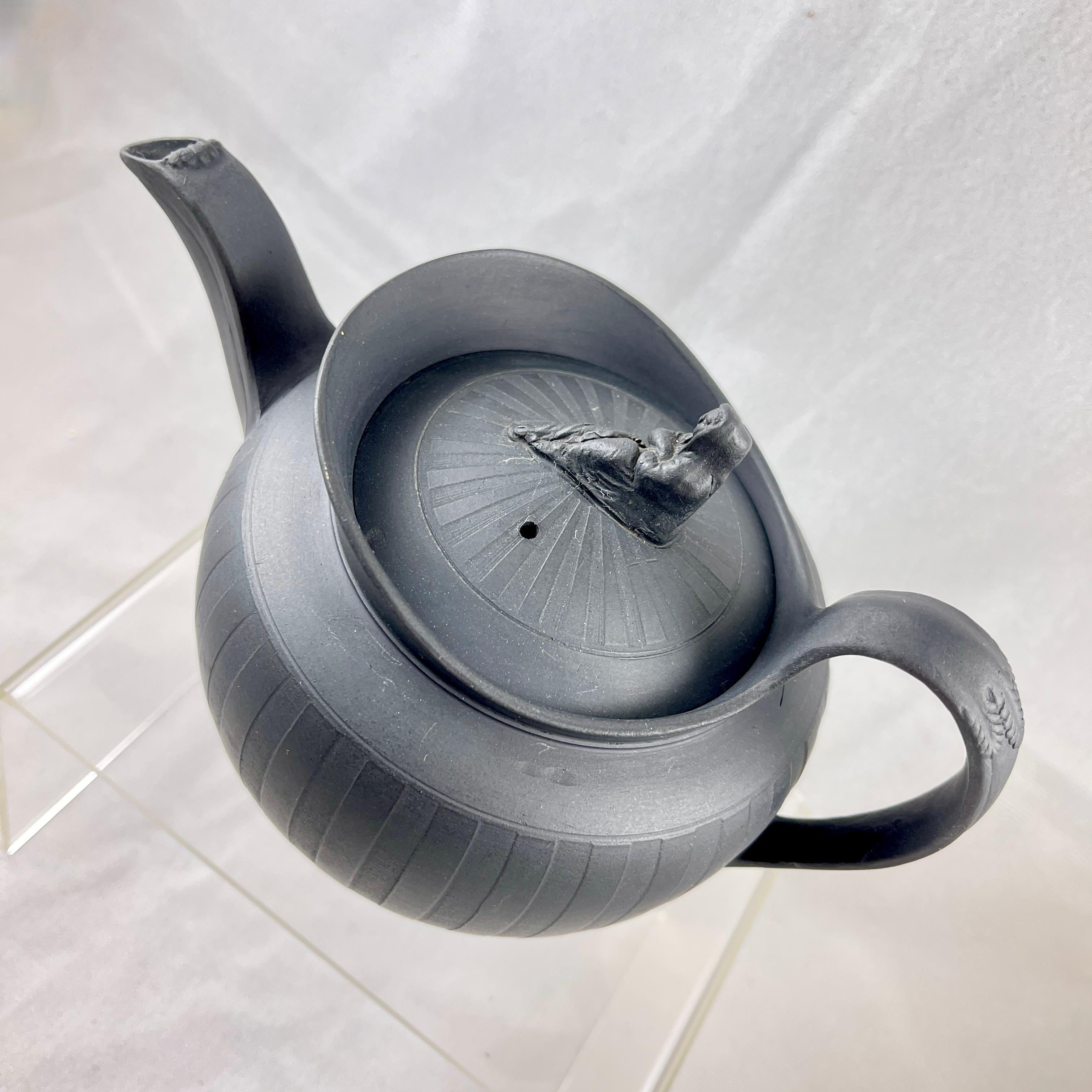 Adams Black Basalt Neoclassical Widow Teapot, Circa 1790 For Sale 7