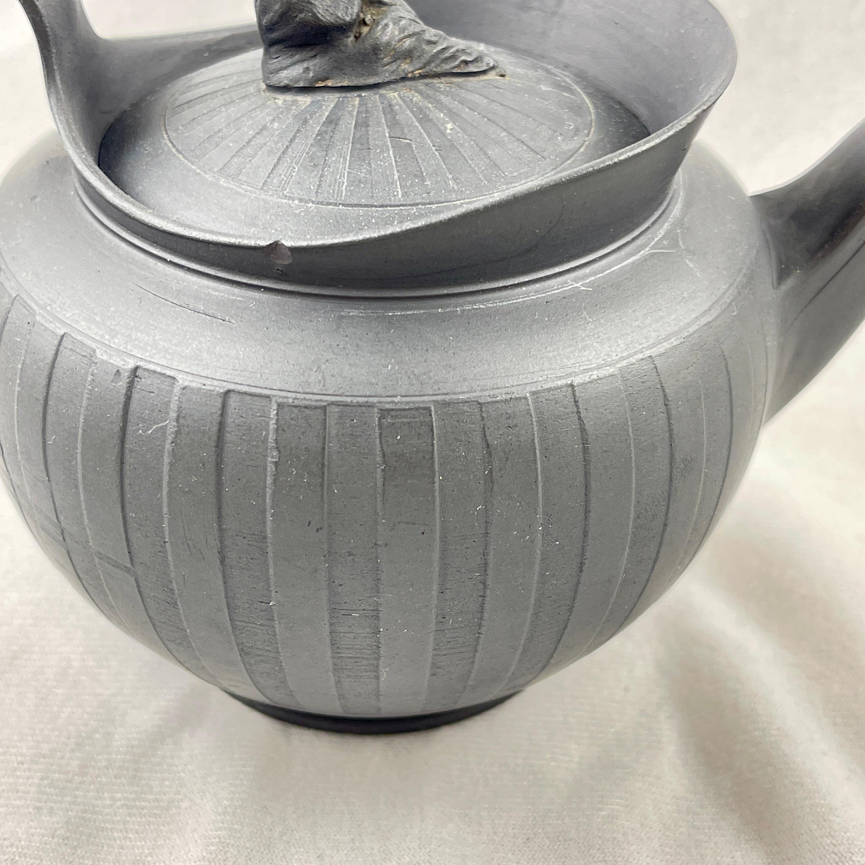 18th Century Adams Black Basalt Neoclassical Widow Teapot, Circa 1790 For Sale