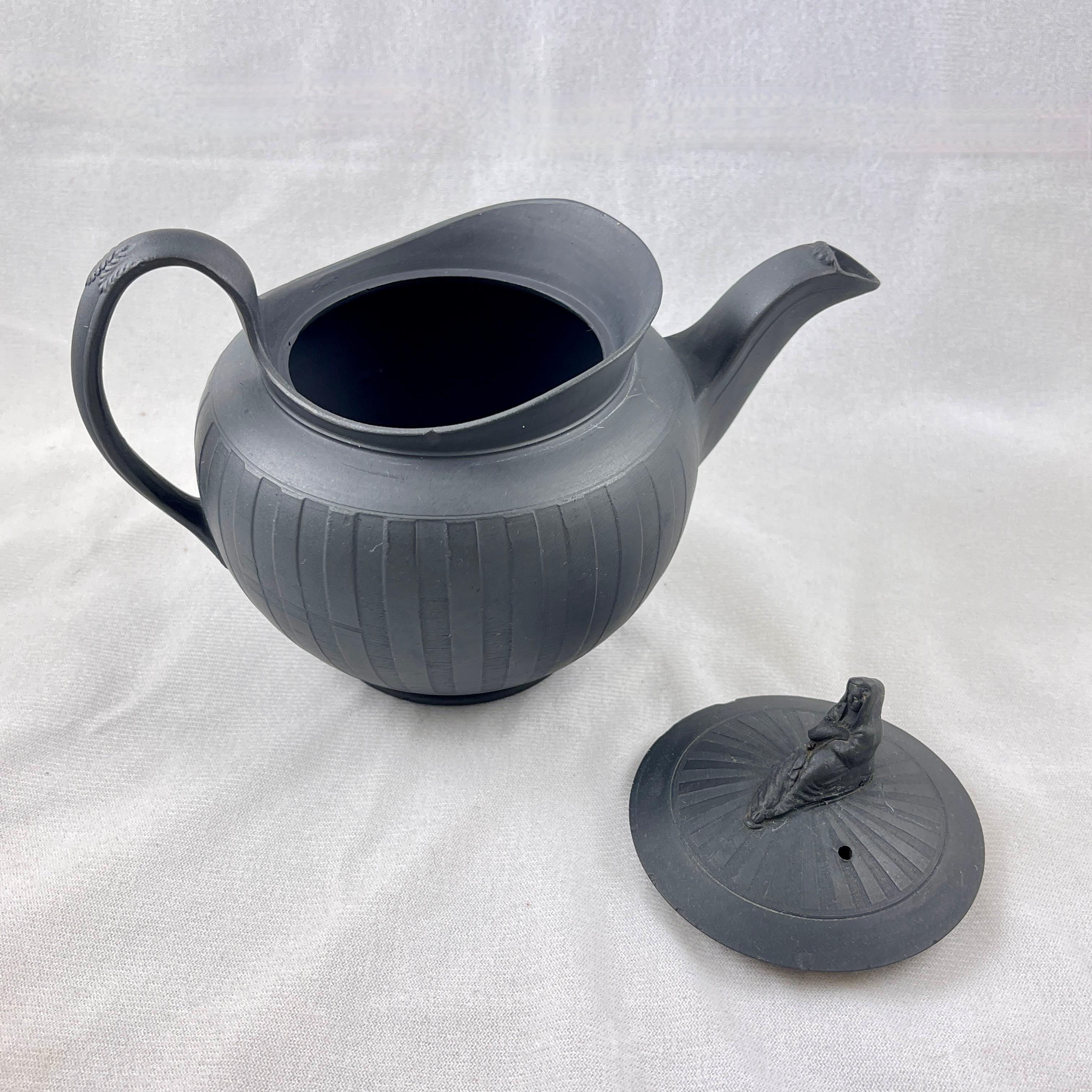 Adams Black Basalt Neoclassical Widow Teapot, Circa 1790 For Sale 1