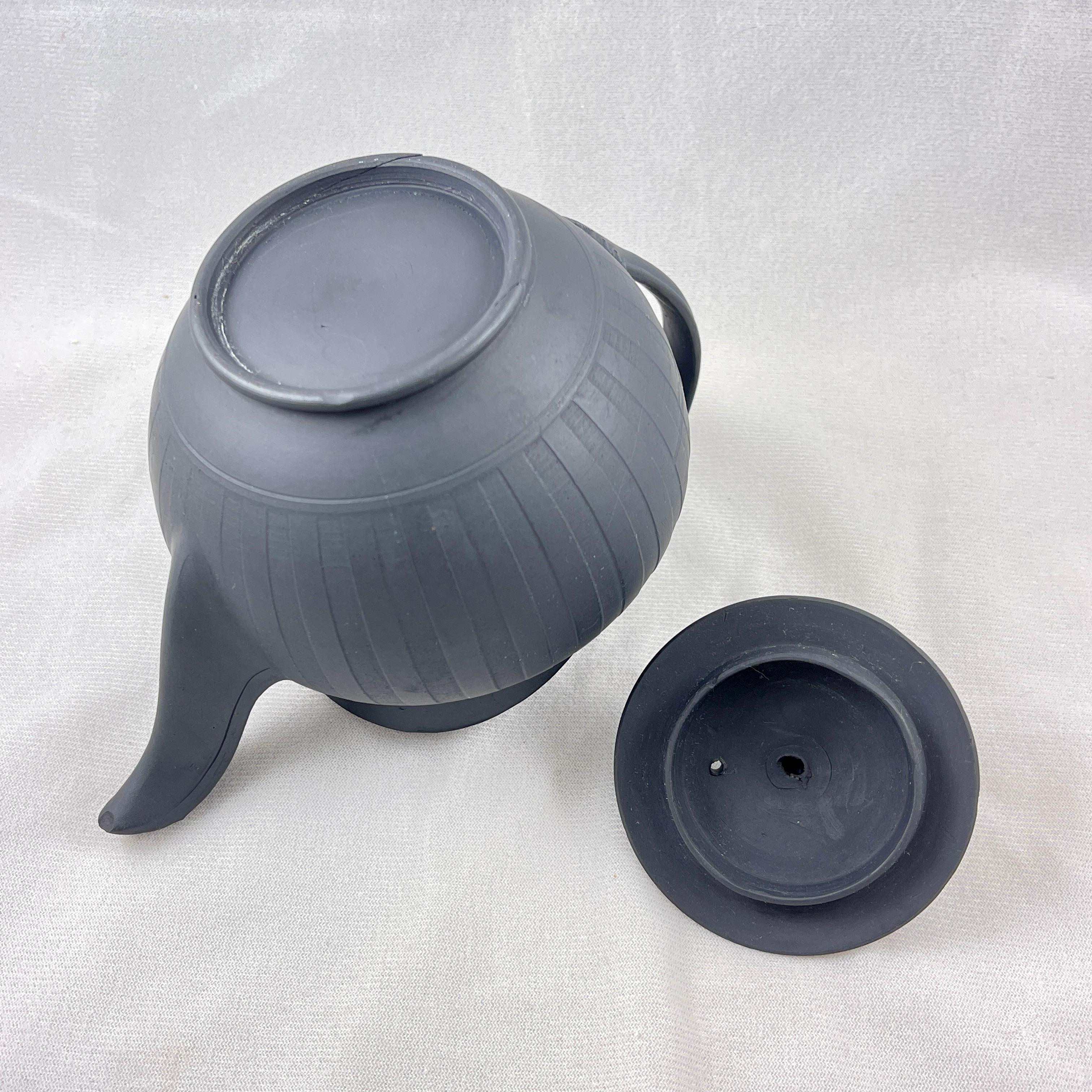 Adams Black Basalt Neoclassical Widow Teapot, Circa 1790 For Sale 2