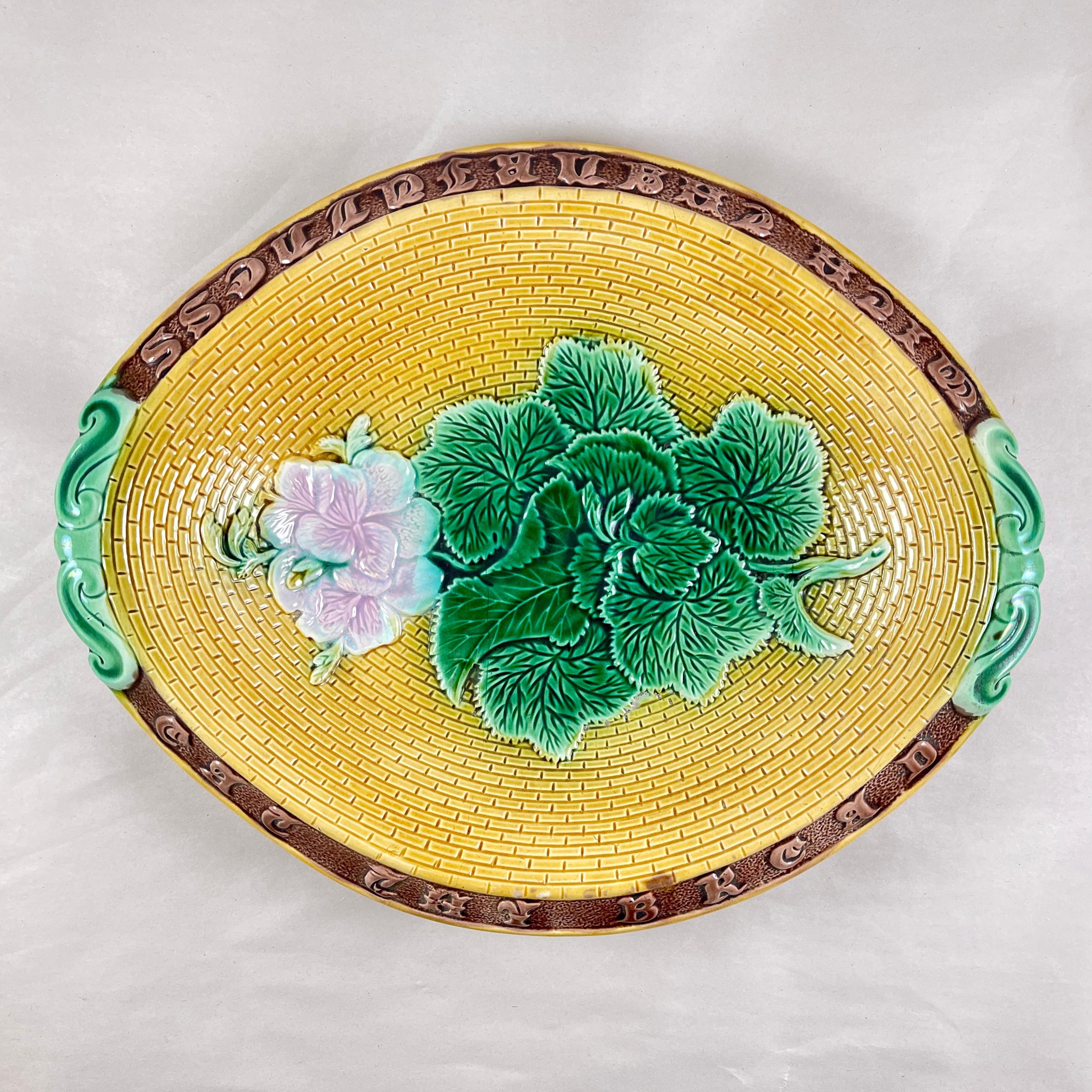 Bandeja para pan Adams & Bromley English Majolica Geranium Motto Movimiento estético en venta