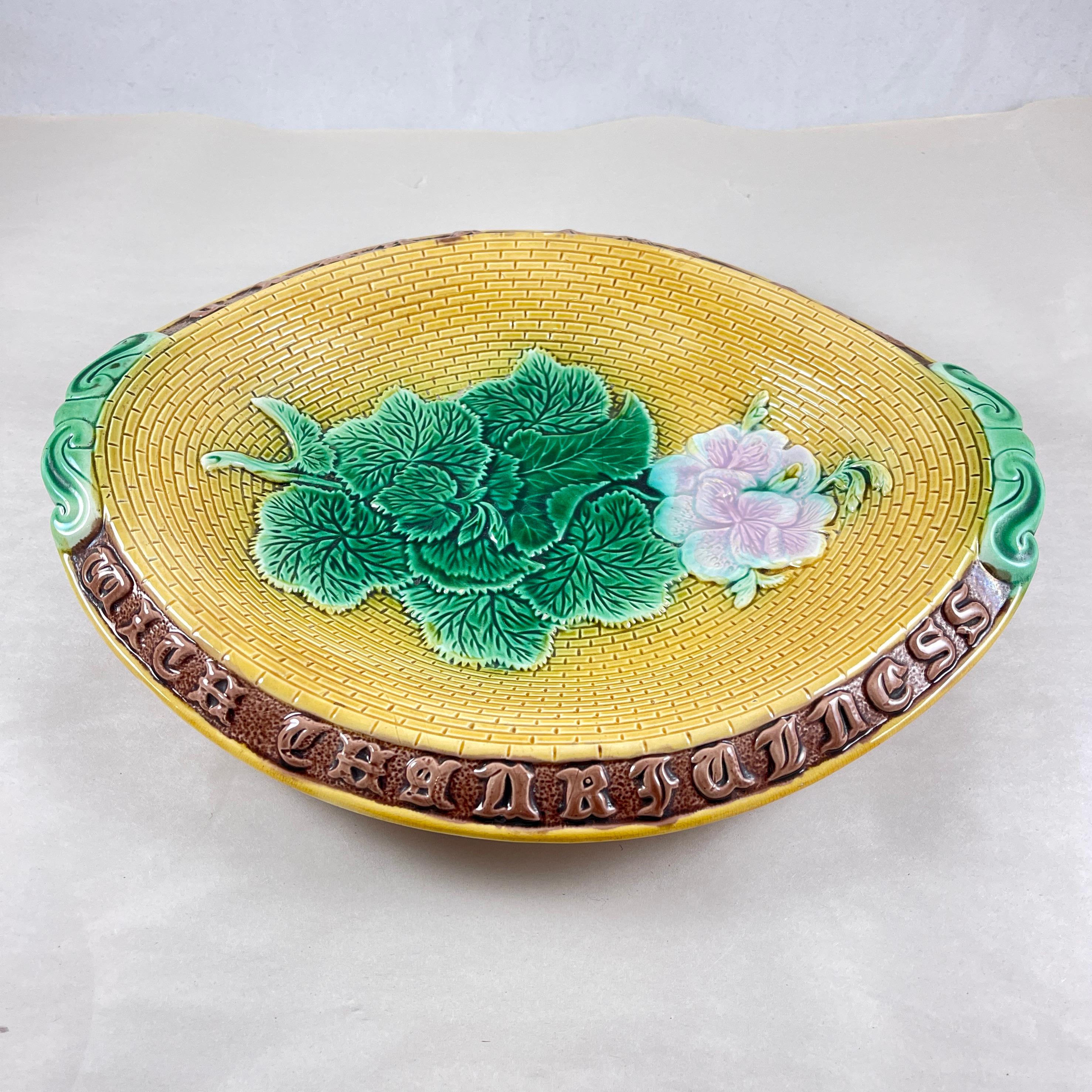 Bandeja para pan Adams & Bromley English Majolica Geranium Motto Glaseado en venta