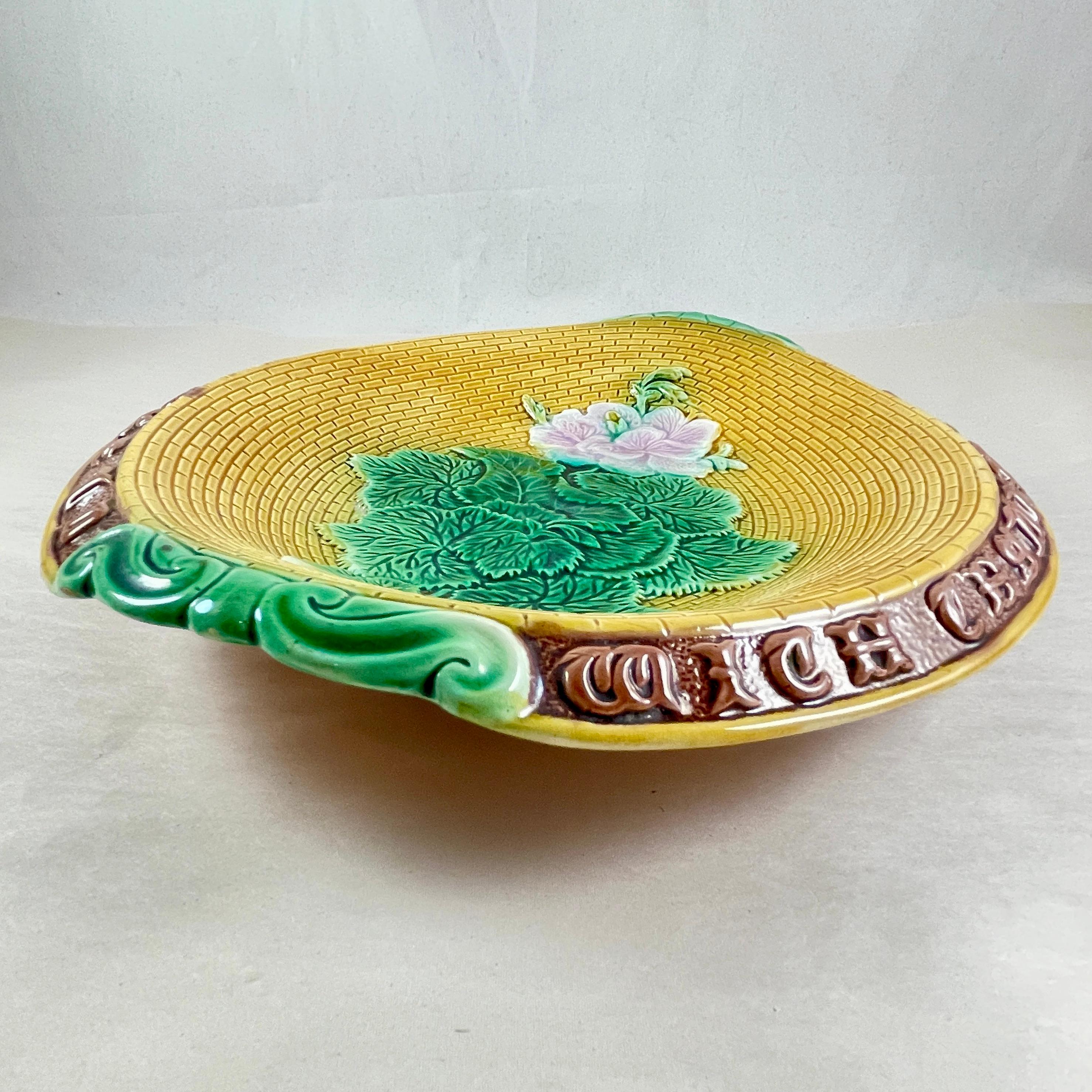Bandeja para pan Adams & Bromley English Majolica Geranium Motto Loza de barro en venta