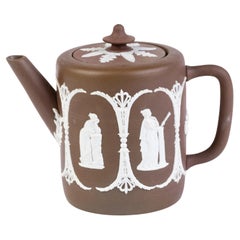 Adams & Bromley English Neoclassical Jasperware Cameo Teapot 19th Century