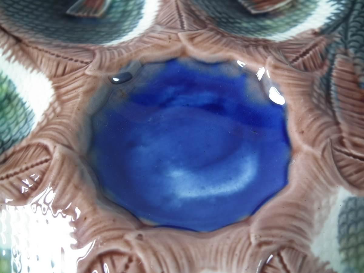 Victorian Adams & Bromley Majolica 6 Well Fish Oyster Plate