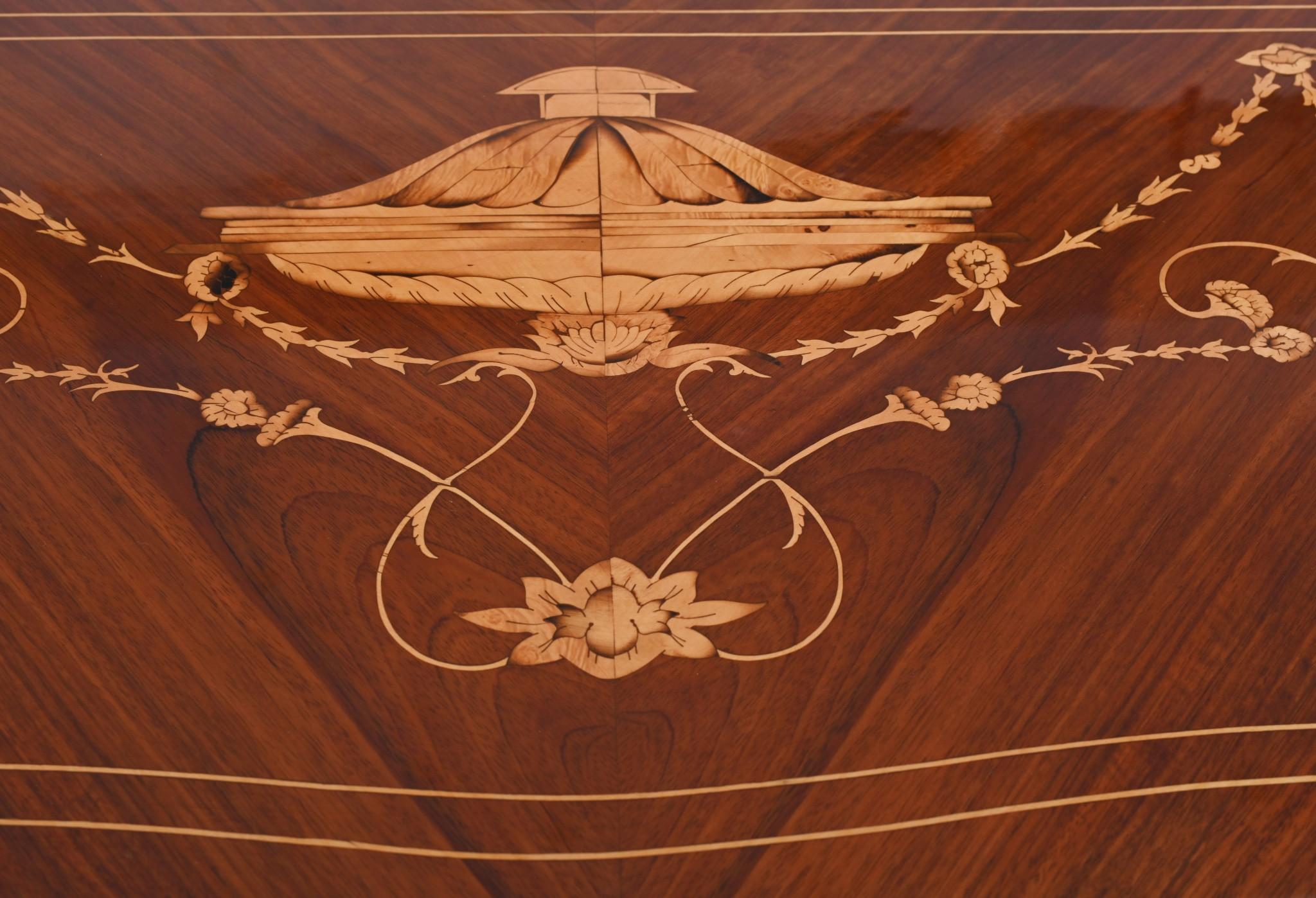 Early 20th Century Adams Console Mahogany Inlay Regency Interiors For Sale