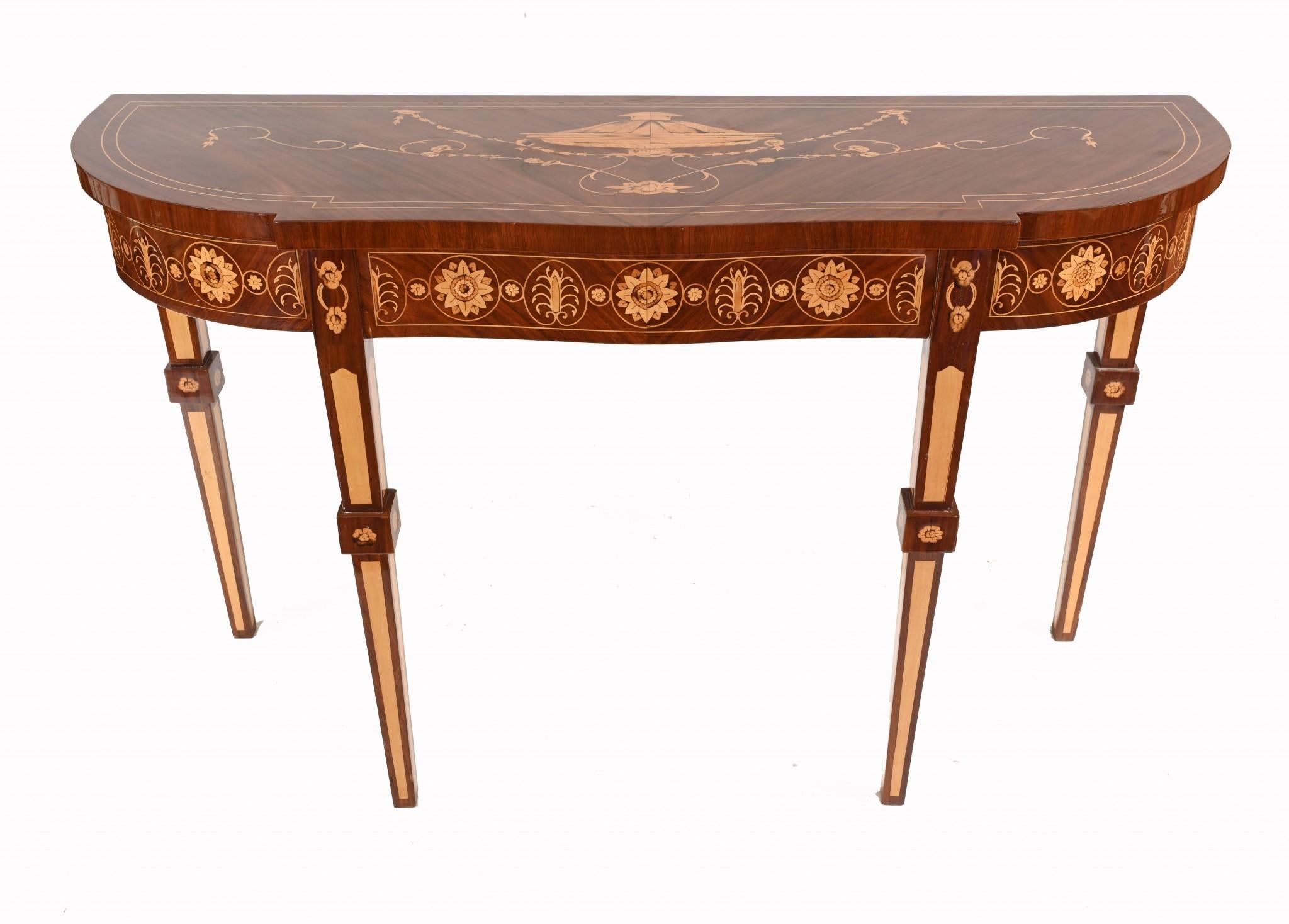 Satinwood Adams Console Mahogany Inlay Regency Interiors For Sale