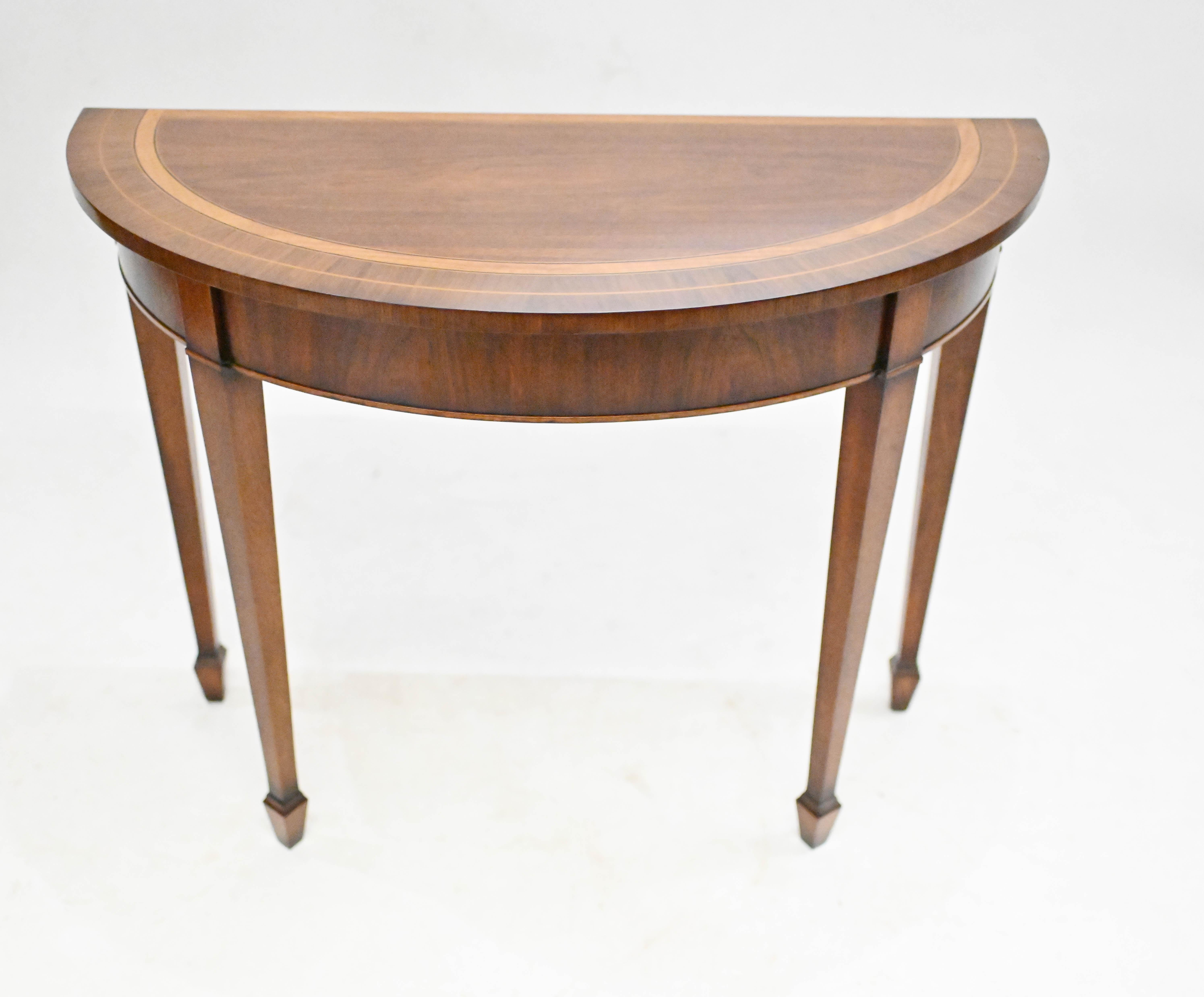 Adams Console Table Demi Lune Mahogany Hall Tables In Good Condition In Potters Bar, GB