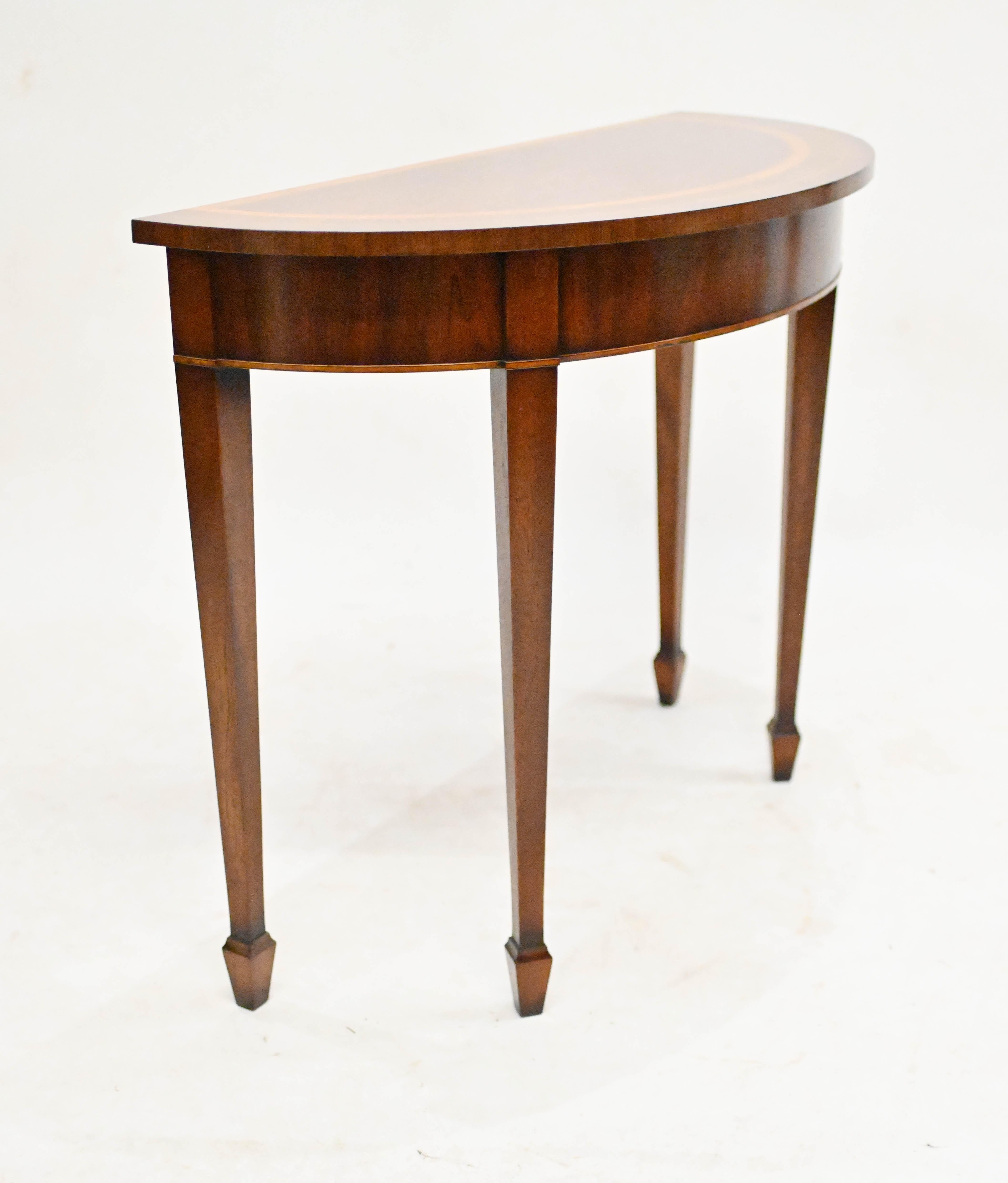 Satinwood Adams Console Table Demi Lune Mahogany Hall Tables