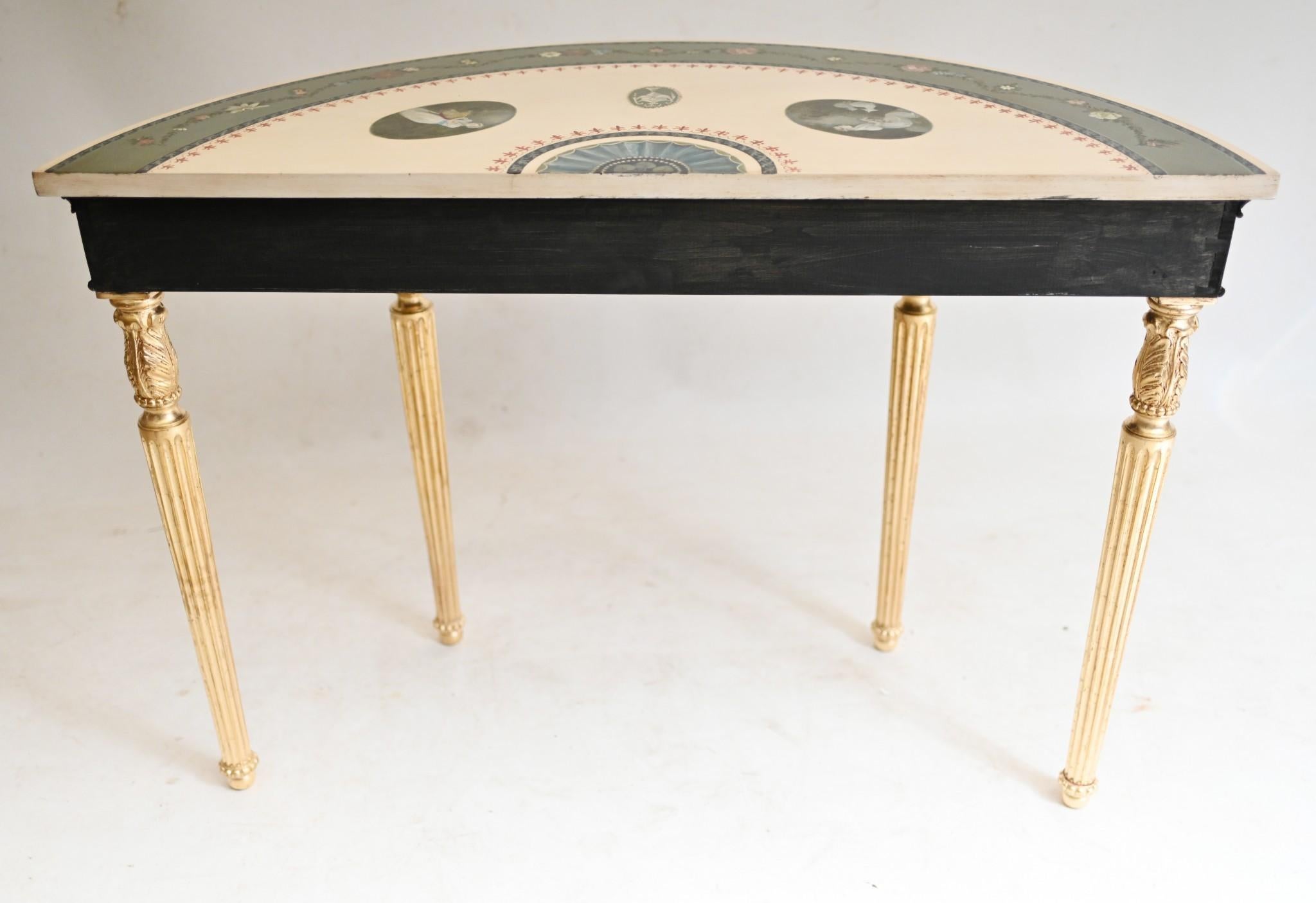 Mesa Consola Adams - Demi Lune Tapa Pintada Dorada en venta 7
