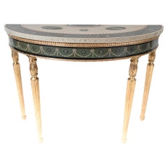 Adams Console Table - Demi Lune Painted Top Gilt