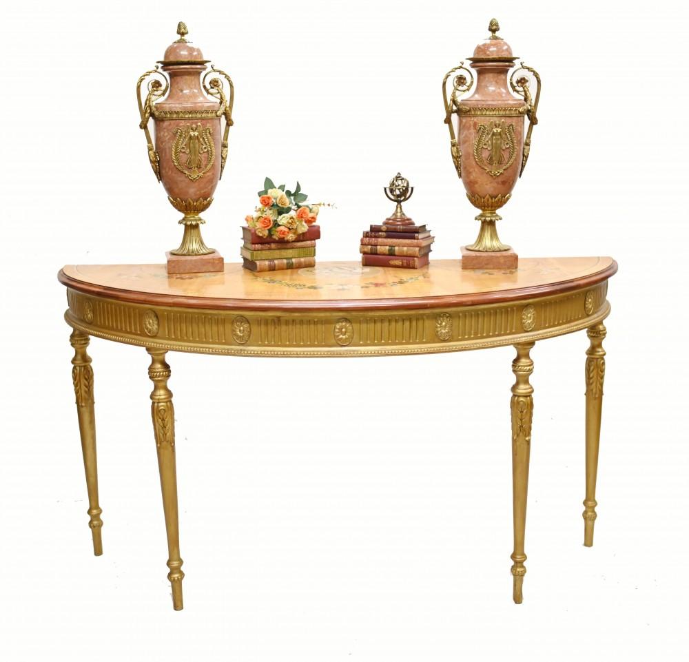 Adam Style Adams Console Table Satinwood Painted Top For Sale