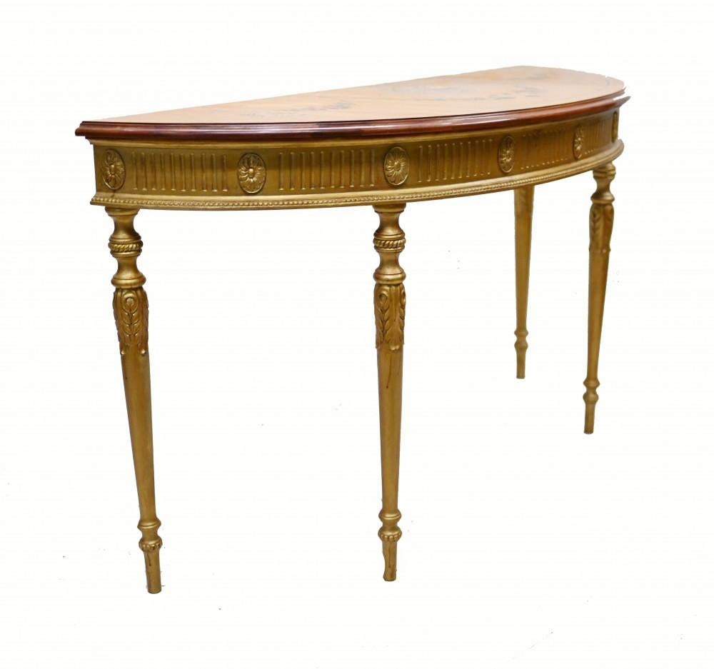 Adams Console Table Satinwood Painted Top In Good Condition For Sale In Potters Bar, GB