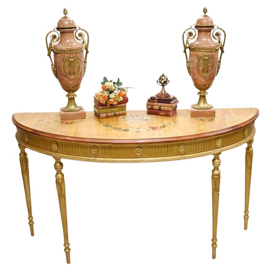 Table console Adams avec plateau peint en bois de citronnier