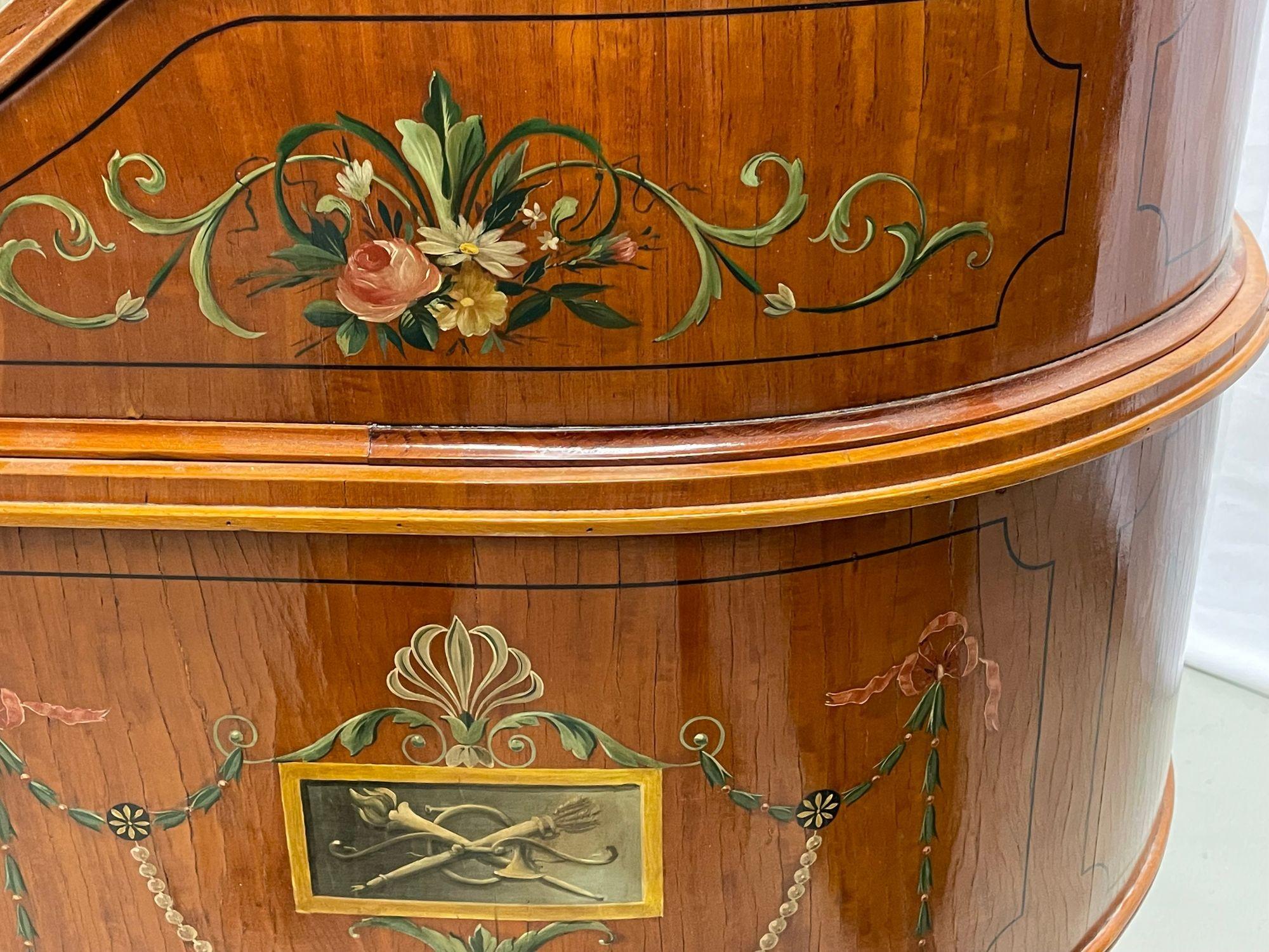 Adams Edwardian Inlaid Carlton House Desk, Hand Painted, Angela Kauffman For Sale 4