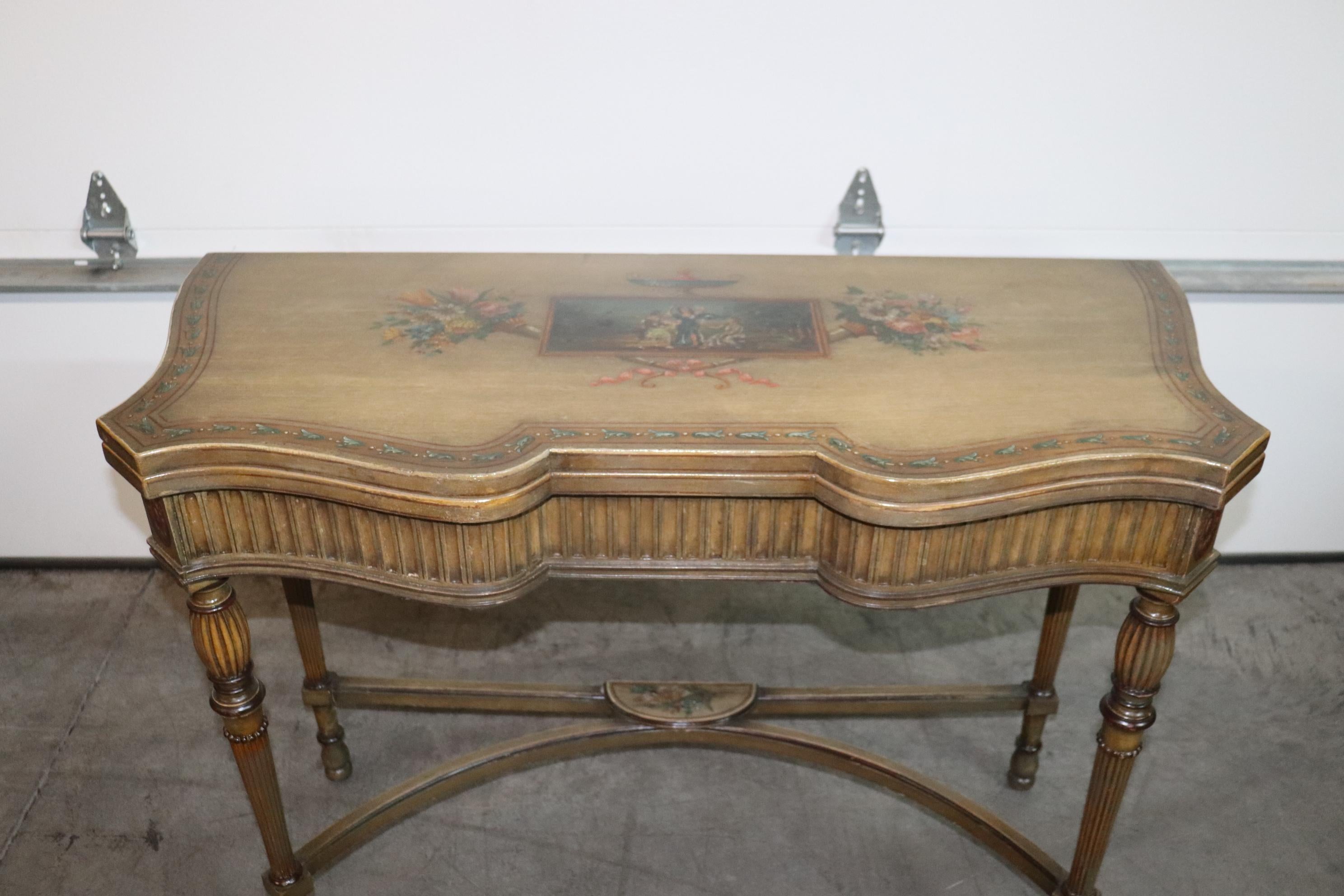 Adam Style Adams Paint Decorated English Foliding Card Console Table, Circa 1890 For Sale