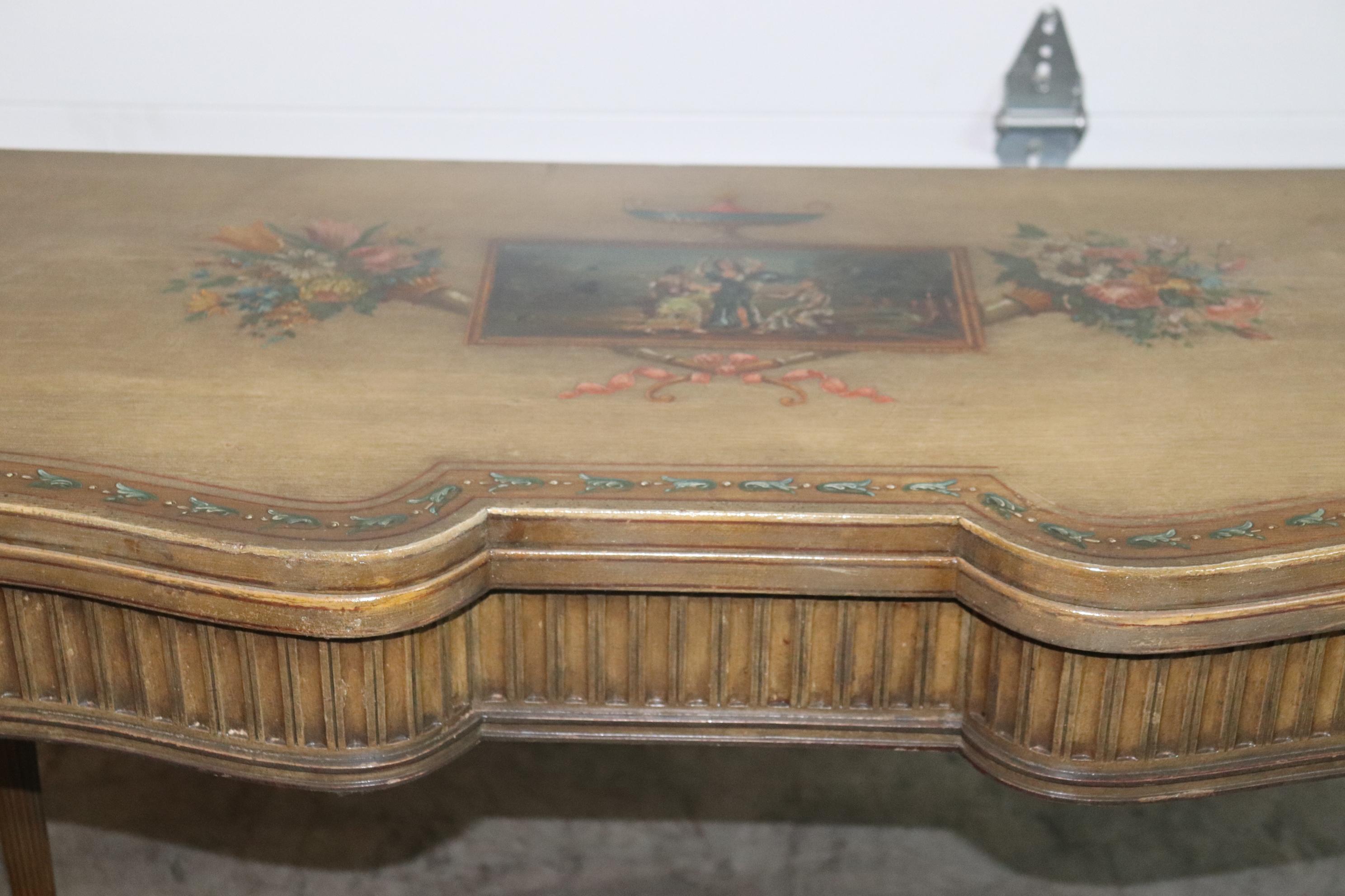 Adams Paint Decorated English Foliding Card Console Table, Circa 1890 In Good Condition For Sale In Swedesboro, NJ