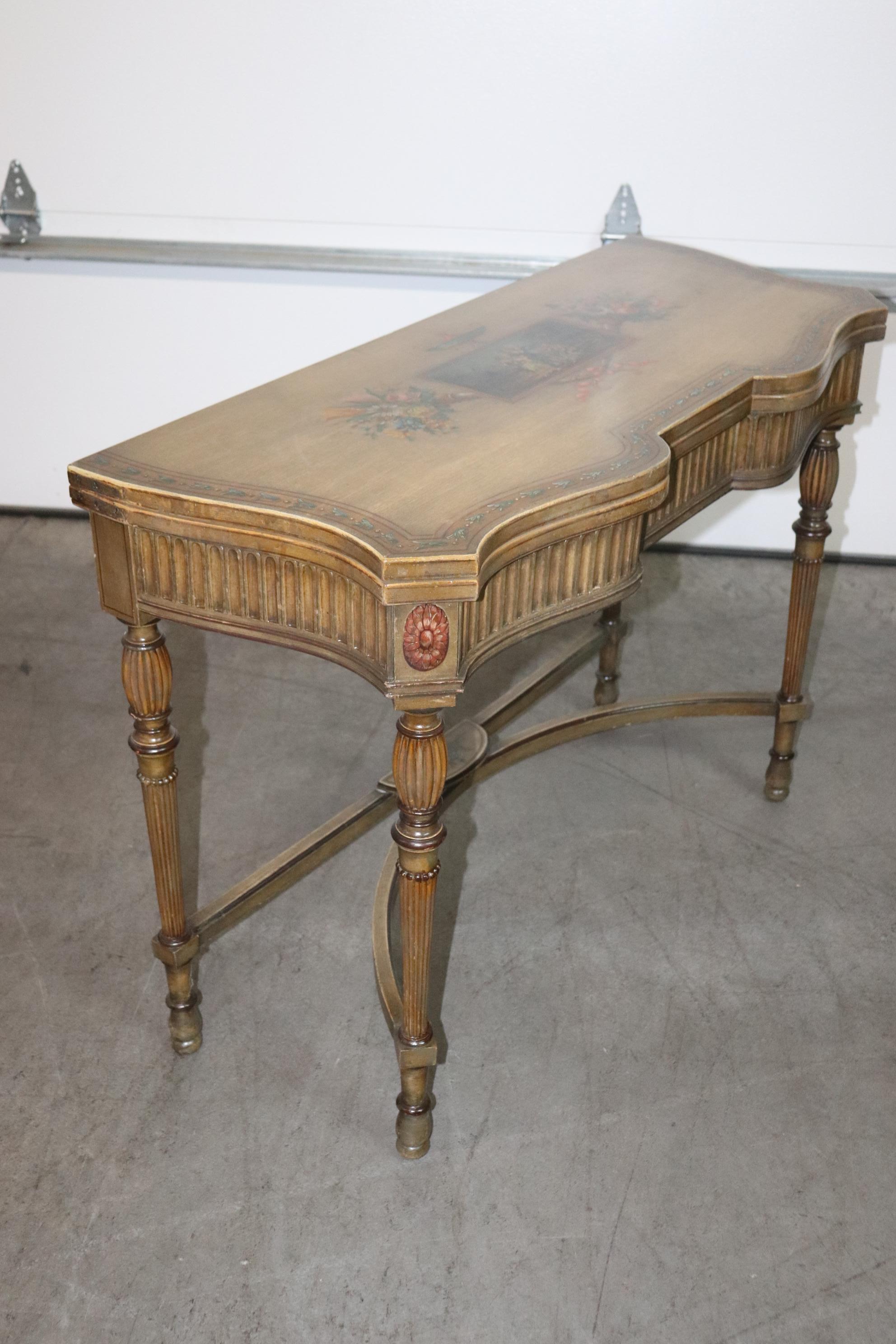 Adams Paint Decorated English Foliding Card Console Table, Circa 1890 For Sale 1