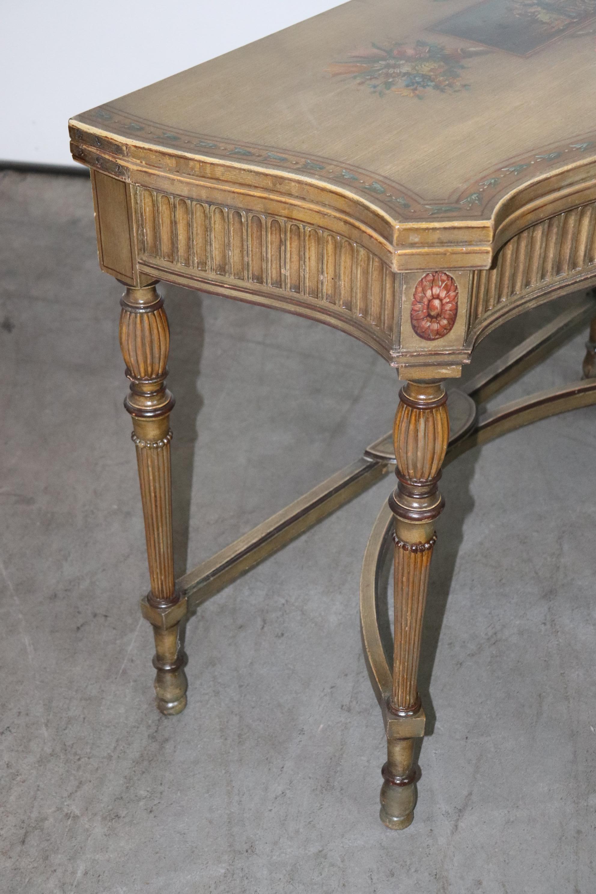 Adams Paint Decorated English Foliding Card Console Table, Circa 1890 For Sale 2