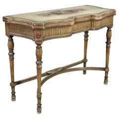 Antique Adams Paint Decorated English Foliding Card Console Table, circa 1890