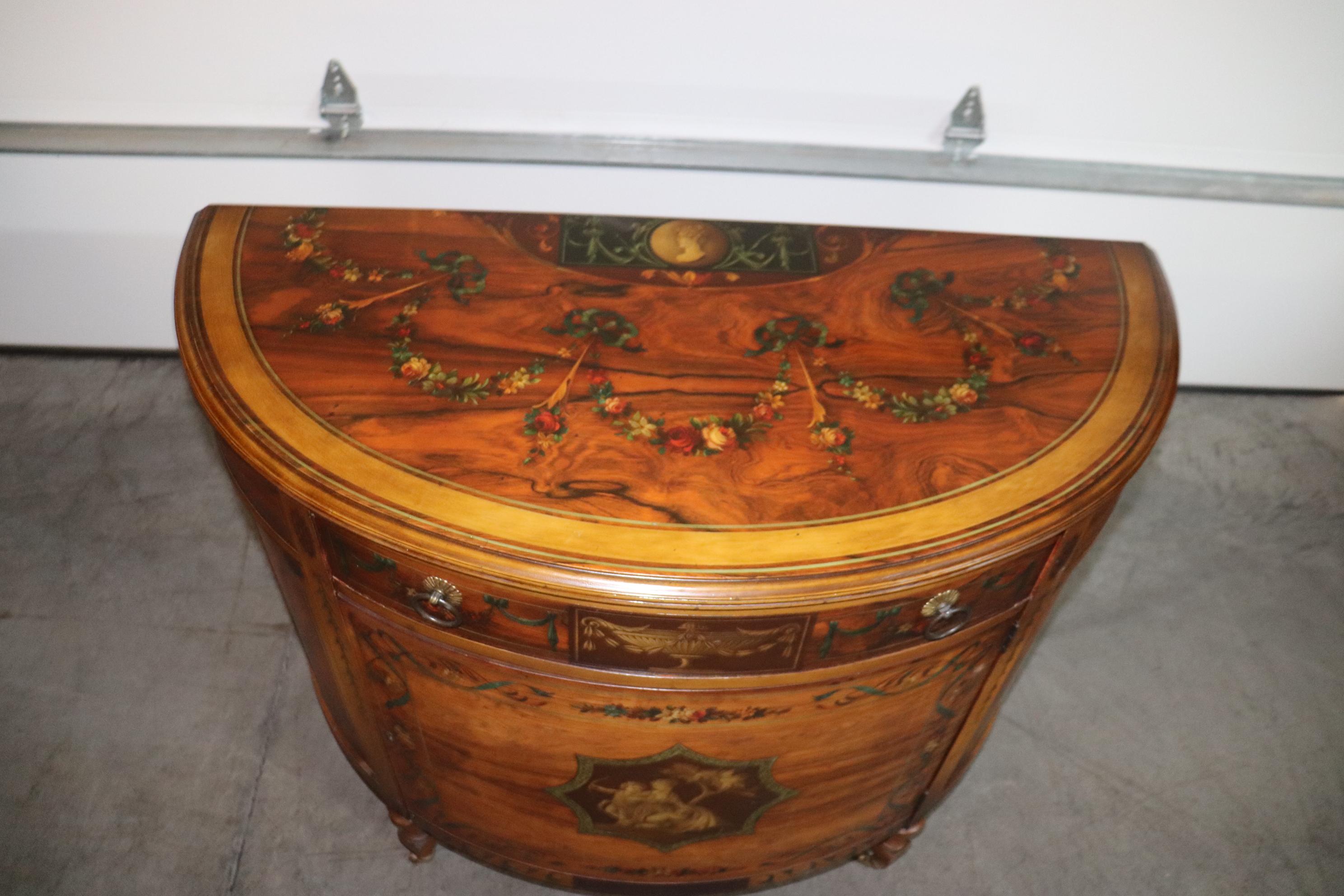 Adams Paint Decorated Walnut 1920s English Buffet Sideboard For Sale 4