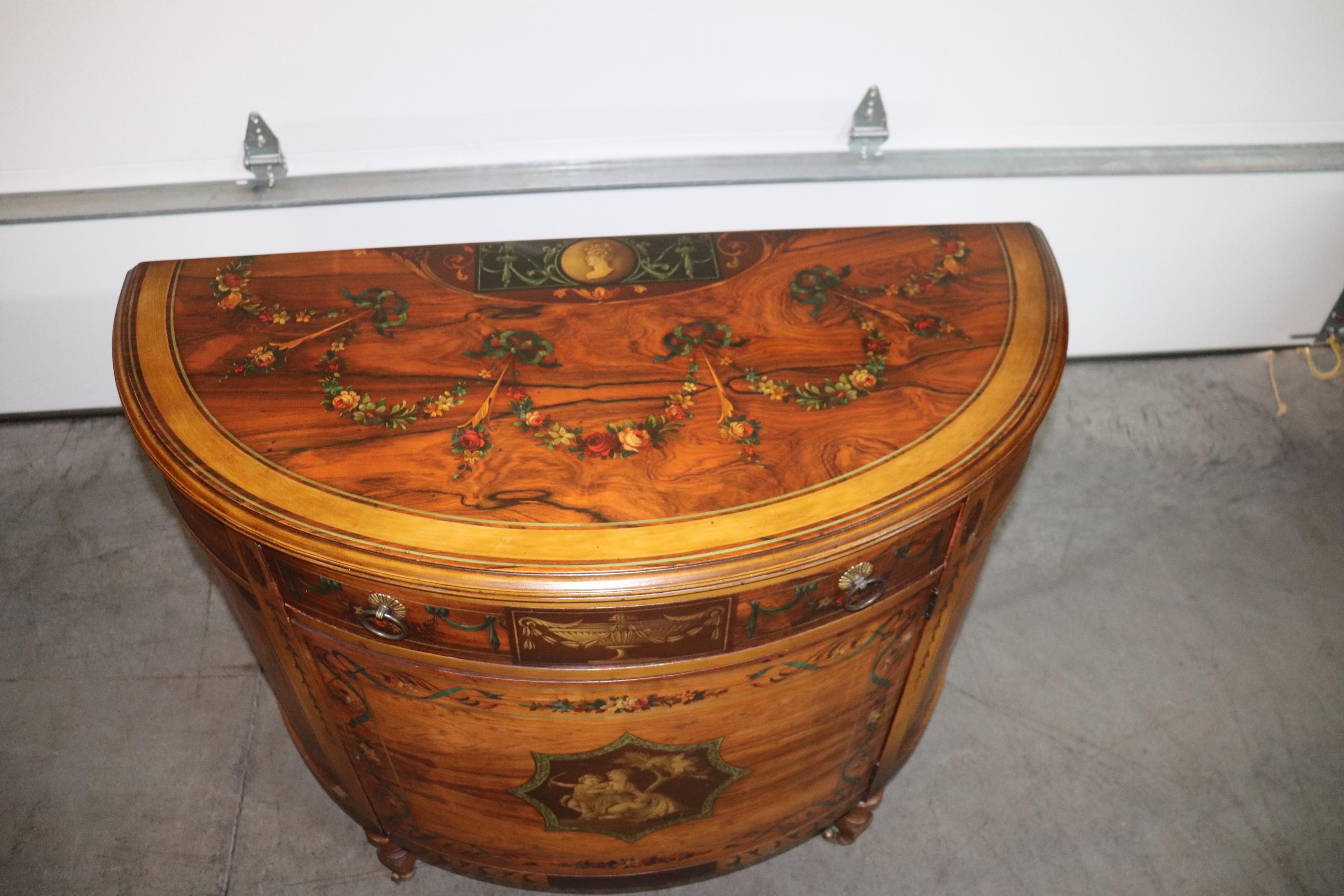 Adams Paint Decorated Walnut 1920s English Buffet Sideboard For Sale 3