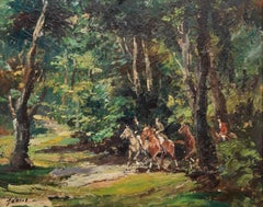 Adams - Olio della metà del XX secolo incorniciato, Caccia nel bosco