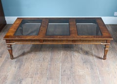 Adams Revival Coffee Table Walnut Glass Inserts