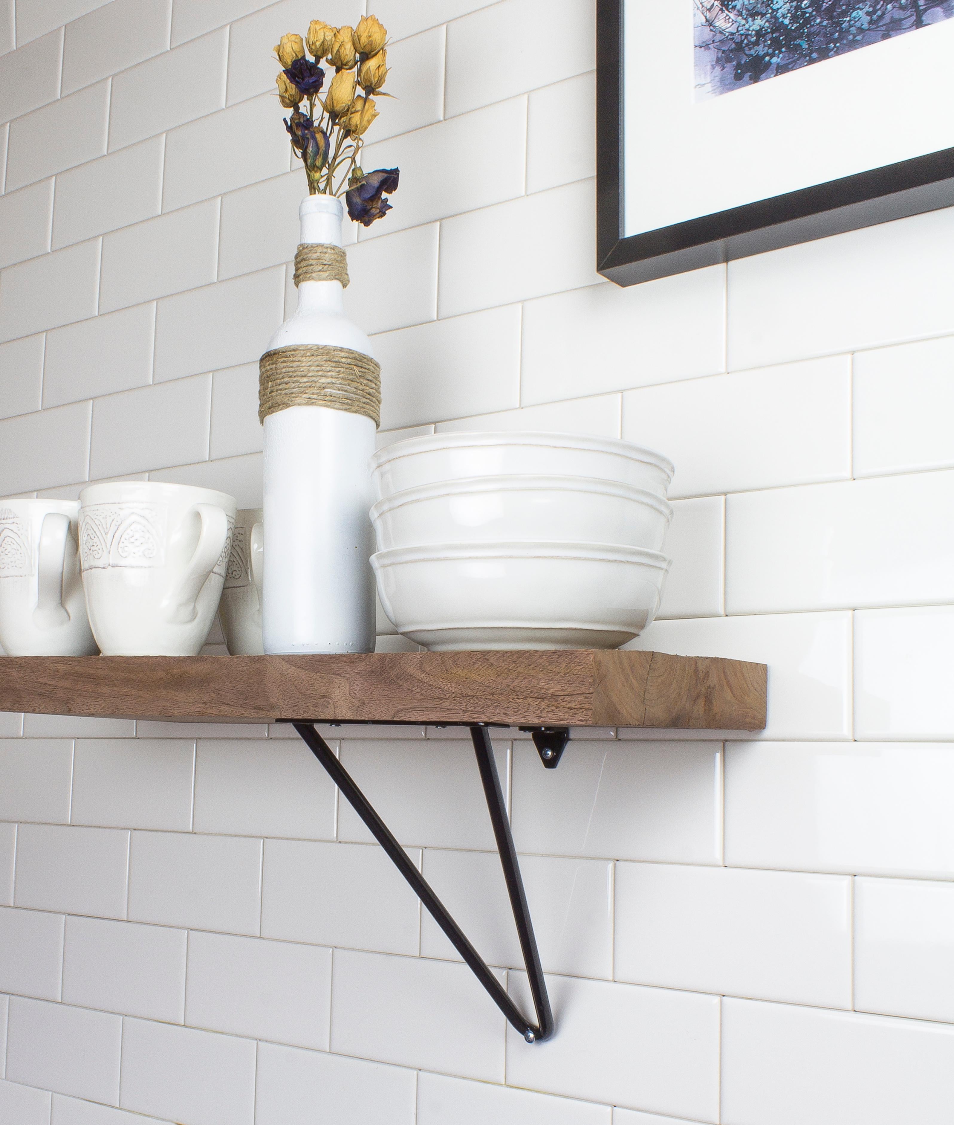 Simple yet elegant hairpin shelf bracket design that blends with both contemporary or rustic styles and it’s versatile to fit any room of the house. Made in America. Brackets only (shelf not included).
    