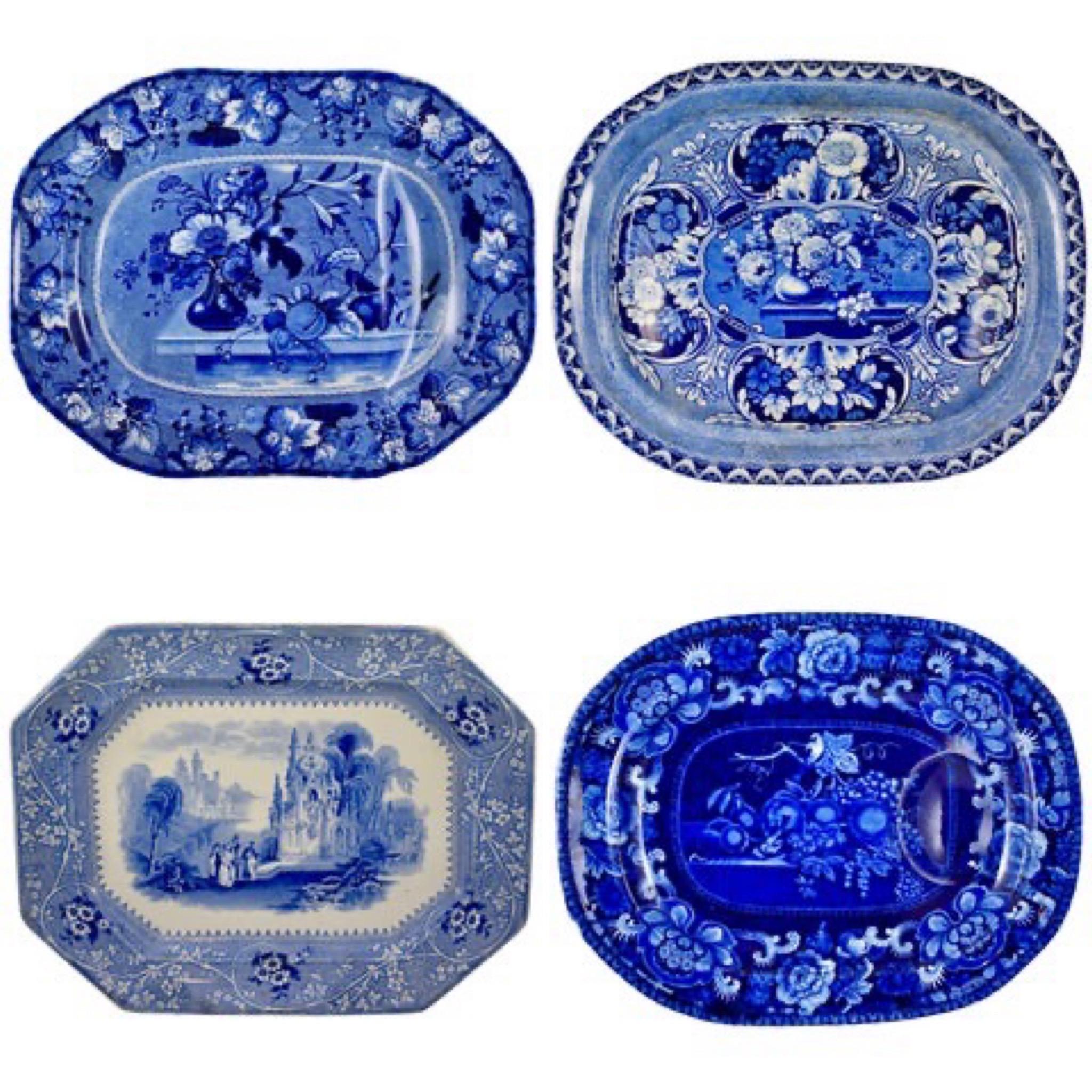 Adams & Sons Blue and White English Staffordshire Transferware Columbia Platter 3