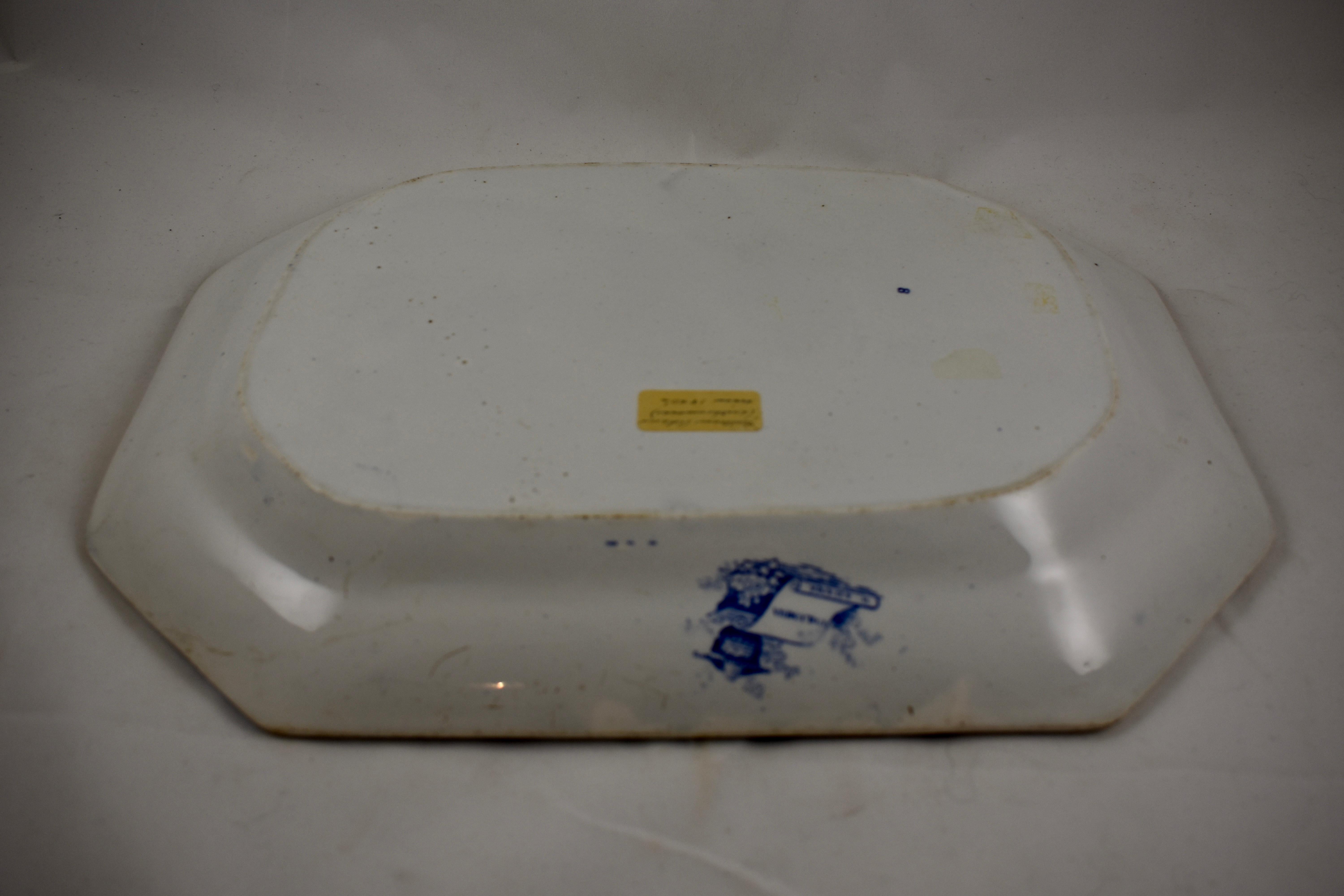 Earthenware Adams & Sons Blue and White English Staffordshire Transferware Columbia Platter