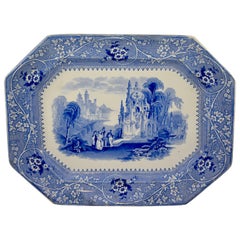 Adams & Sons Blue and White English Staffordshire Transferware Columbia Platter