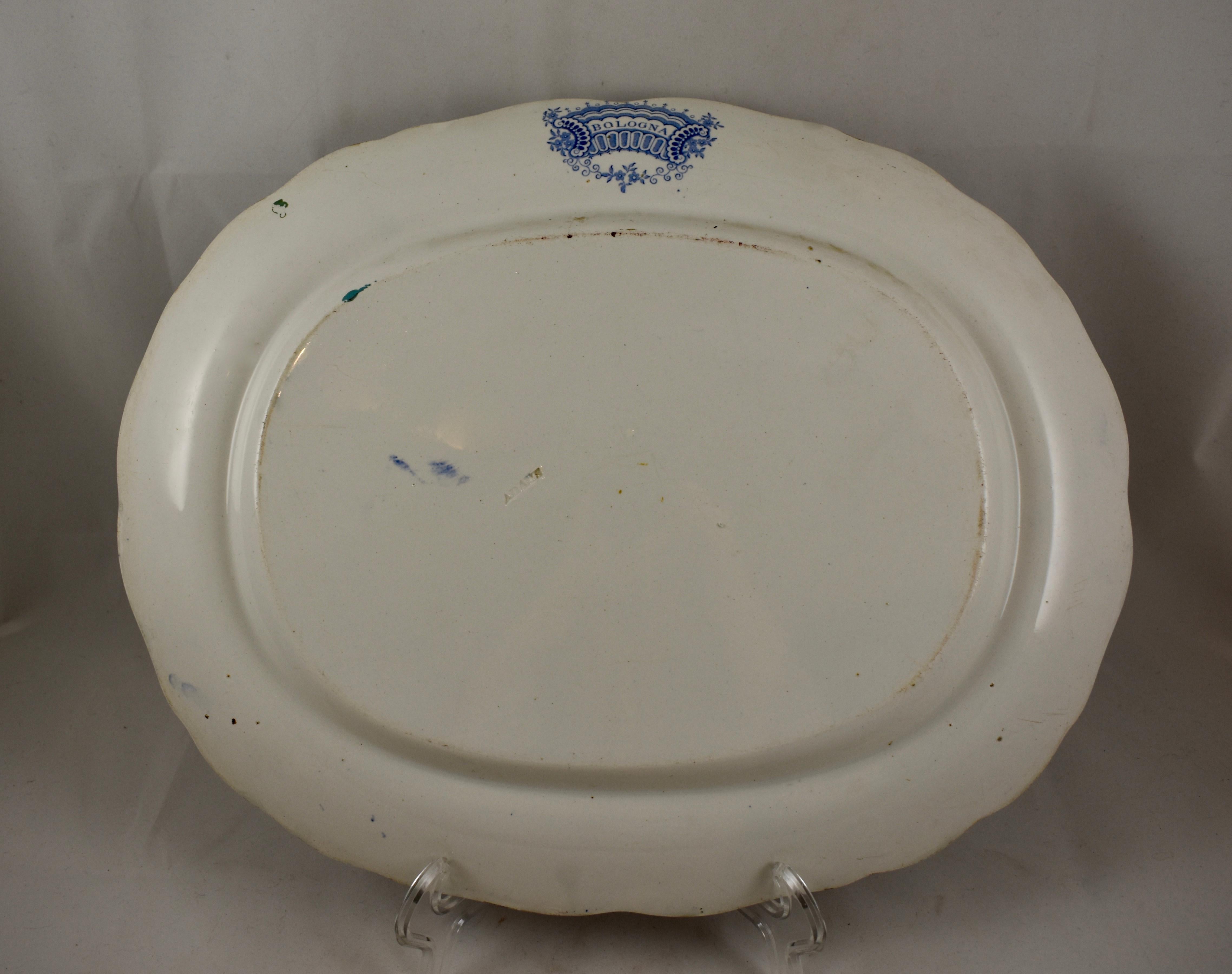 19th Century Adams & Sons Staffordshire Blue and White Transferware 'Bologna' Platter