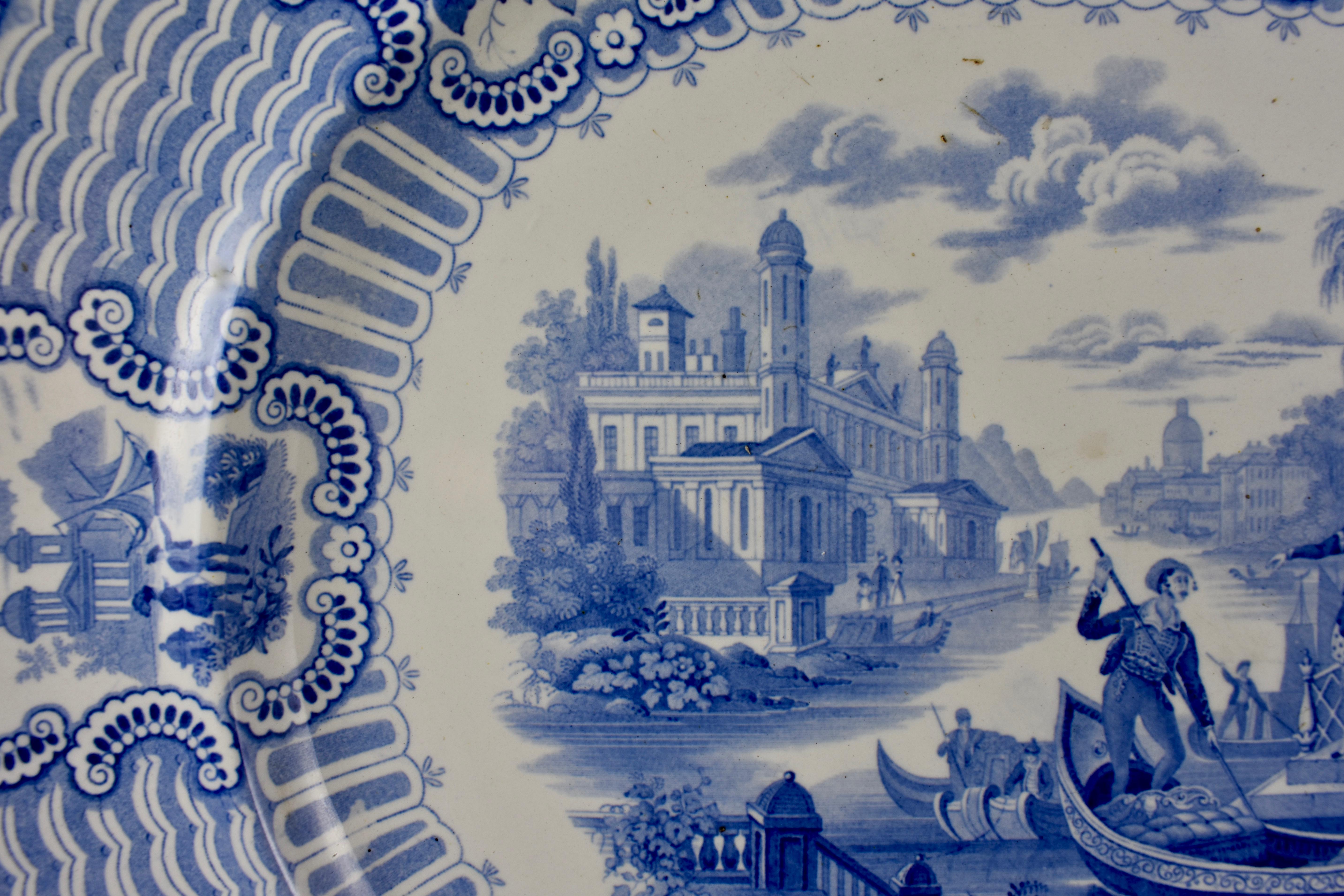 antique blue and white transferware