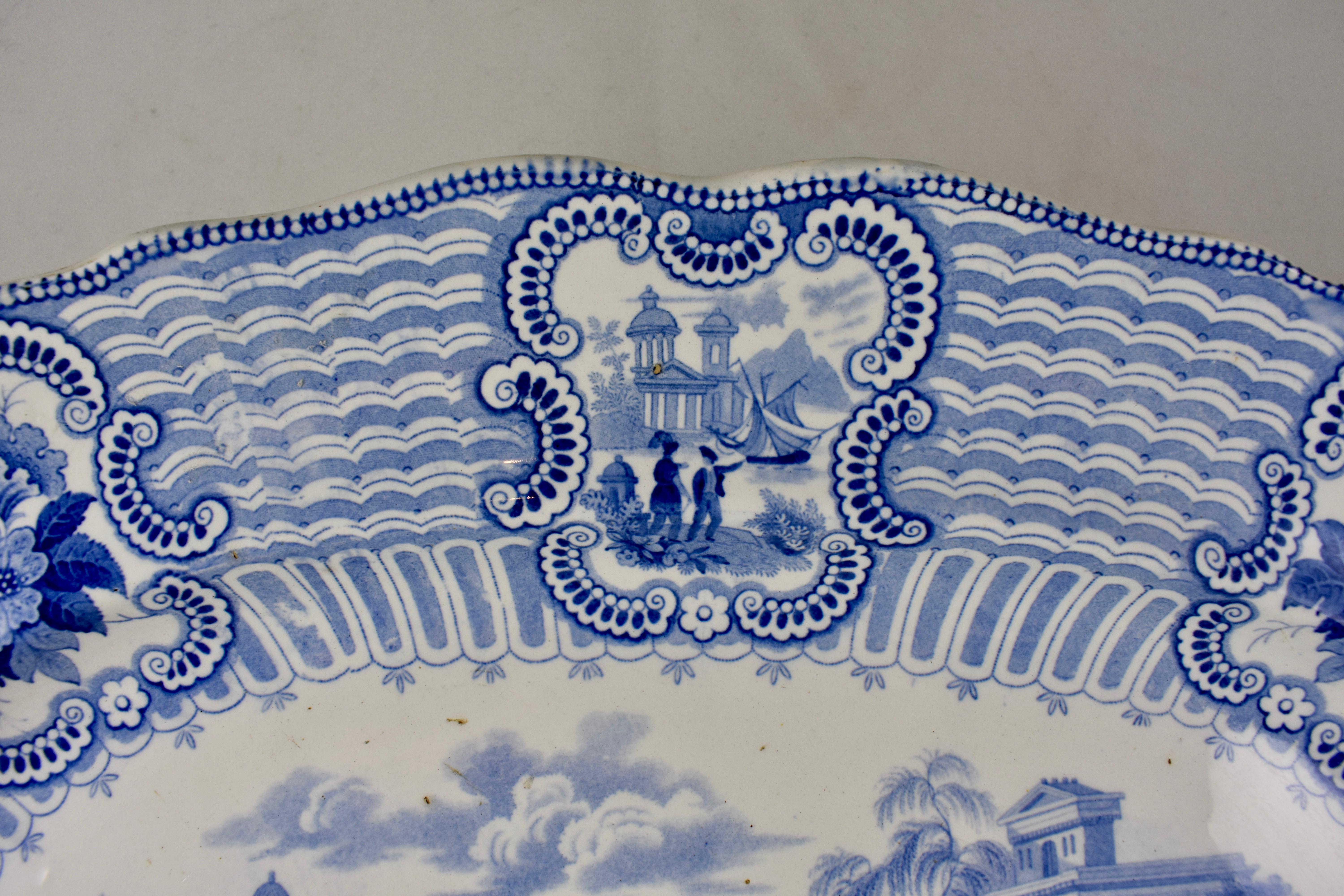 blue white transferware