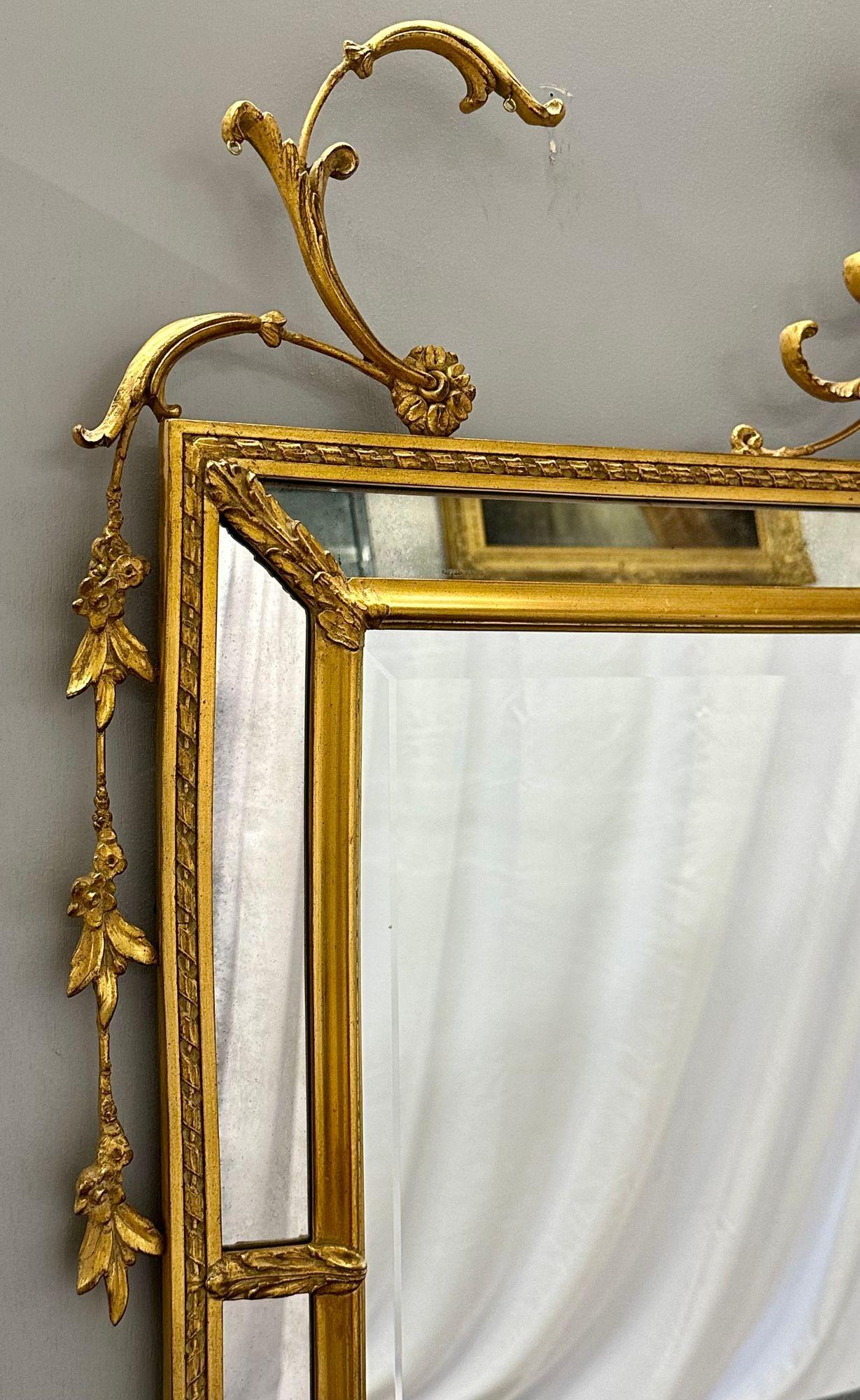 Adams Style Beveled Wall, Console, Over the Mantel Mirror, Giltwood For Sale 3