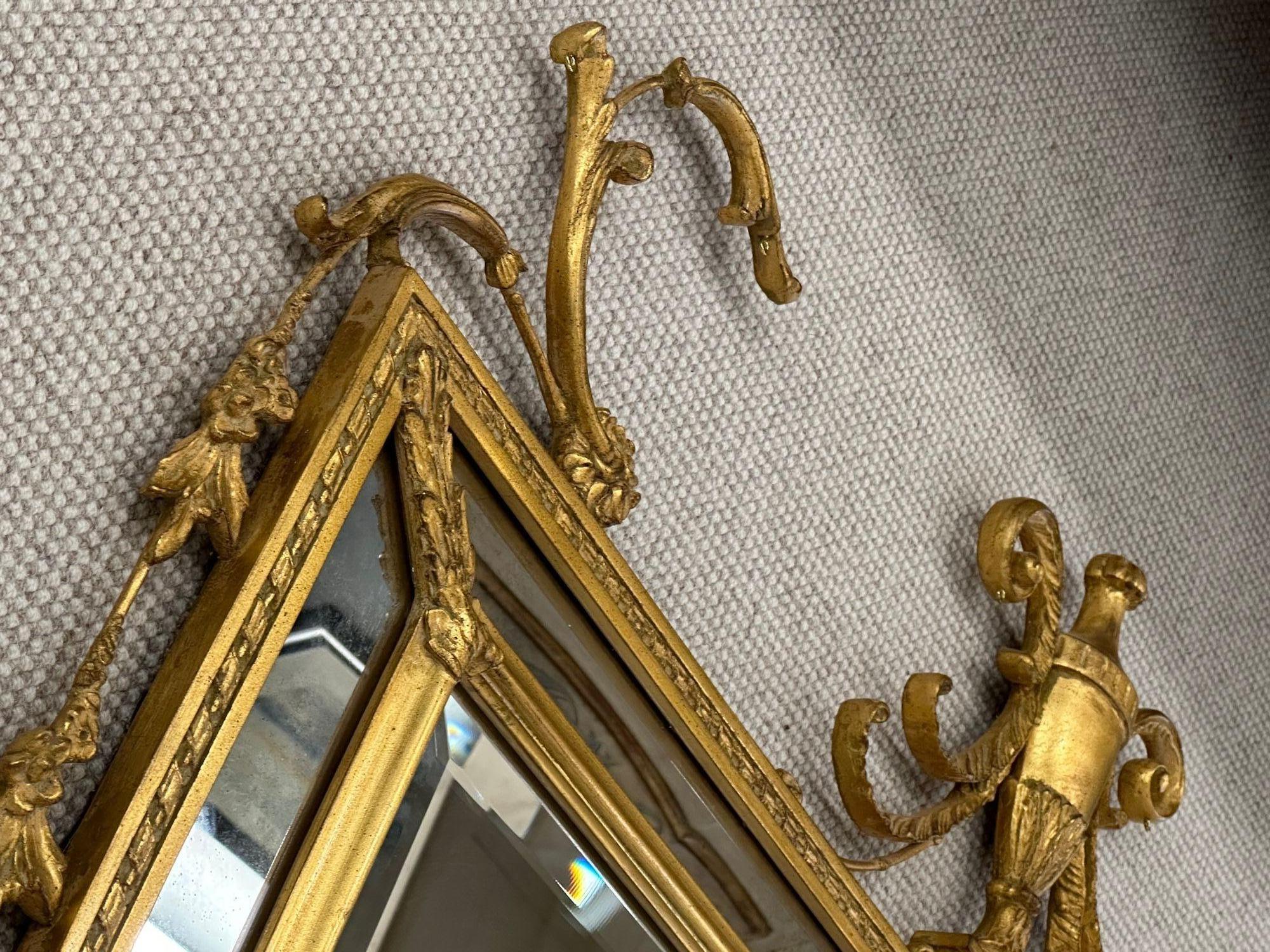 Adams Style Beveled Wall, Console, Over the Mantel Mirror, Giltwood For Sale 4