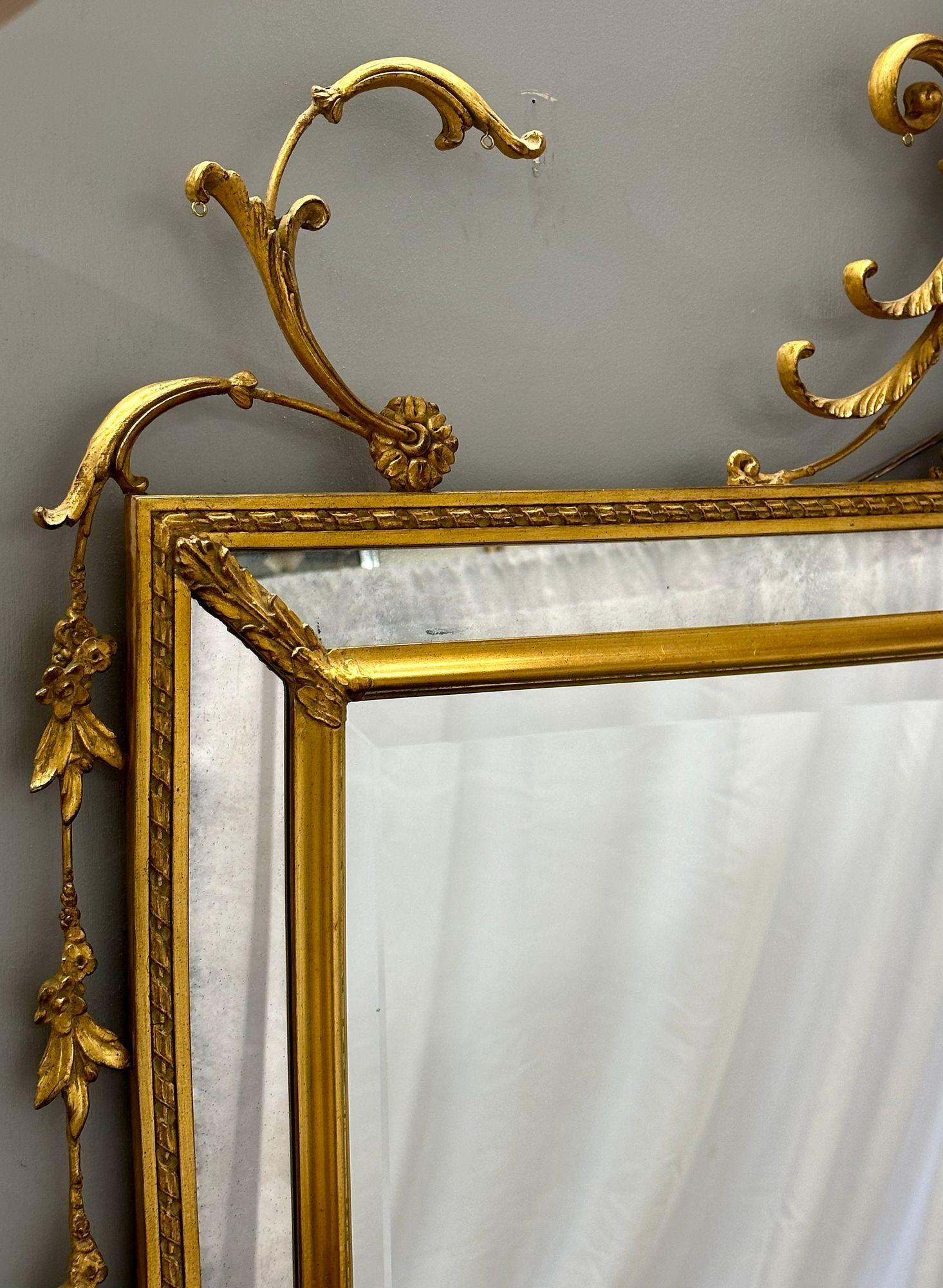 Adams Style Beveled Wall, Console, Over the Mantel Mirror, Giltwood In Good Condition For Sale In Stamford, CT