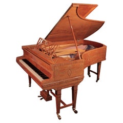 Adams Style Bluthner Grand Piano Quarter Cut Satinwood Inlaid Swags and Bows