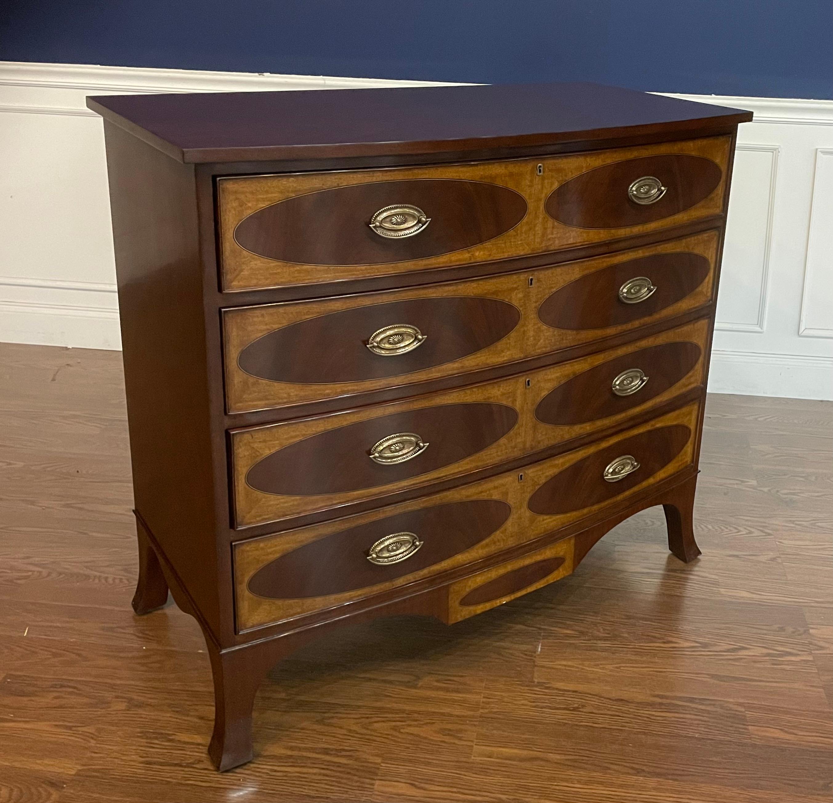 Adam Style Adams Style Bow Front Mahogany Chest by Leighton Hall  For Sale