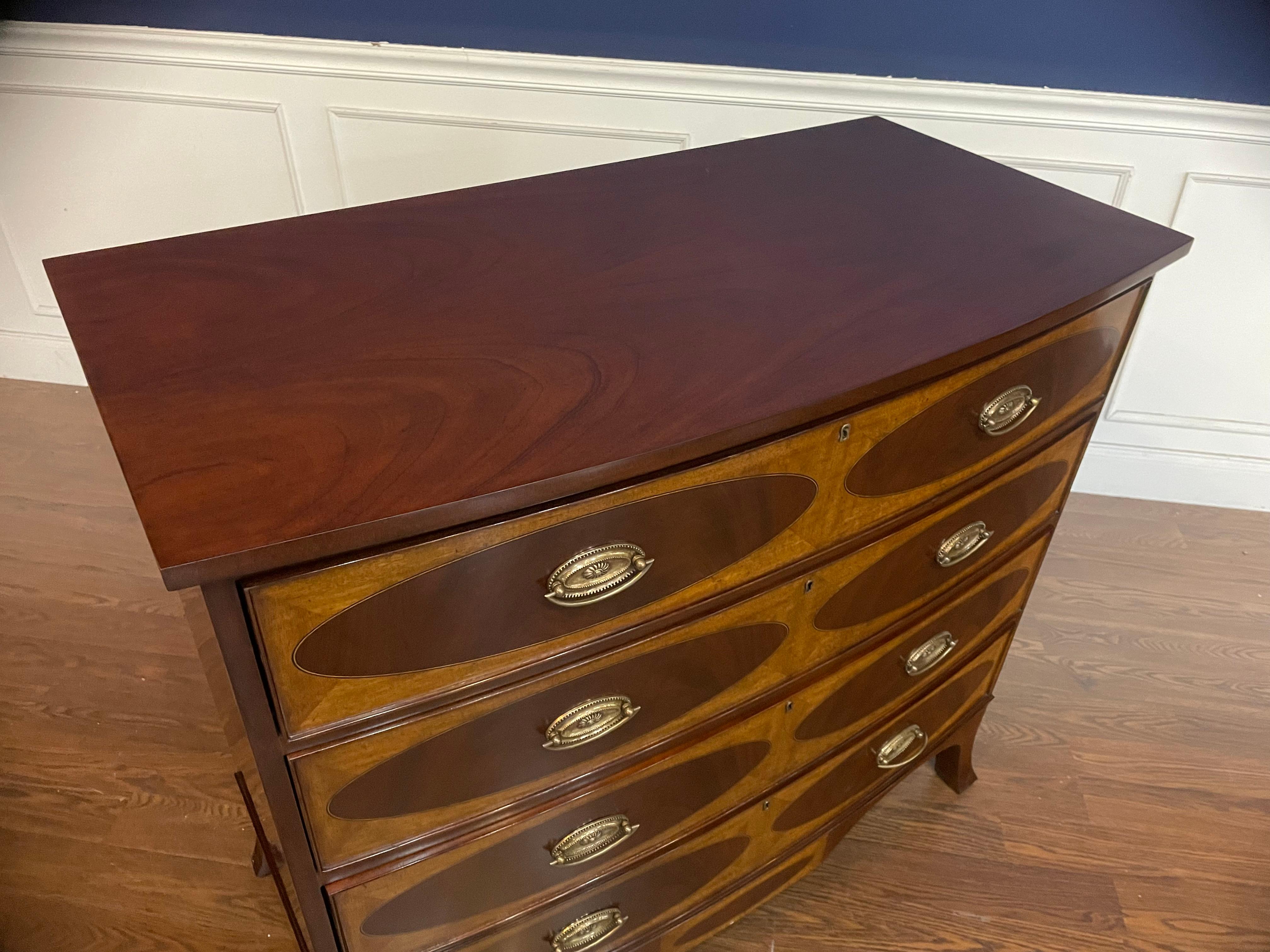 Philippine Adams Style Bow Front Mahogany Chest by Leighton Hall  For Sale