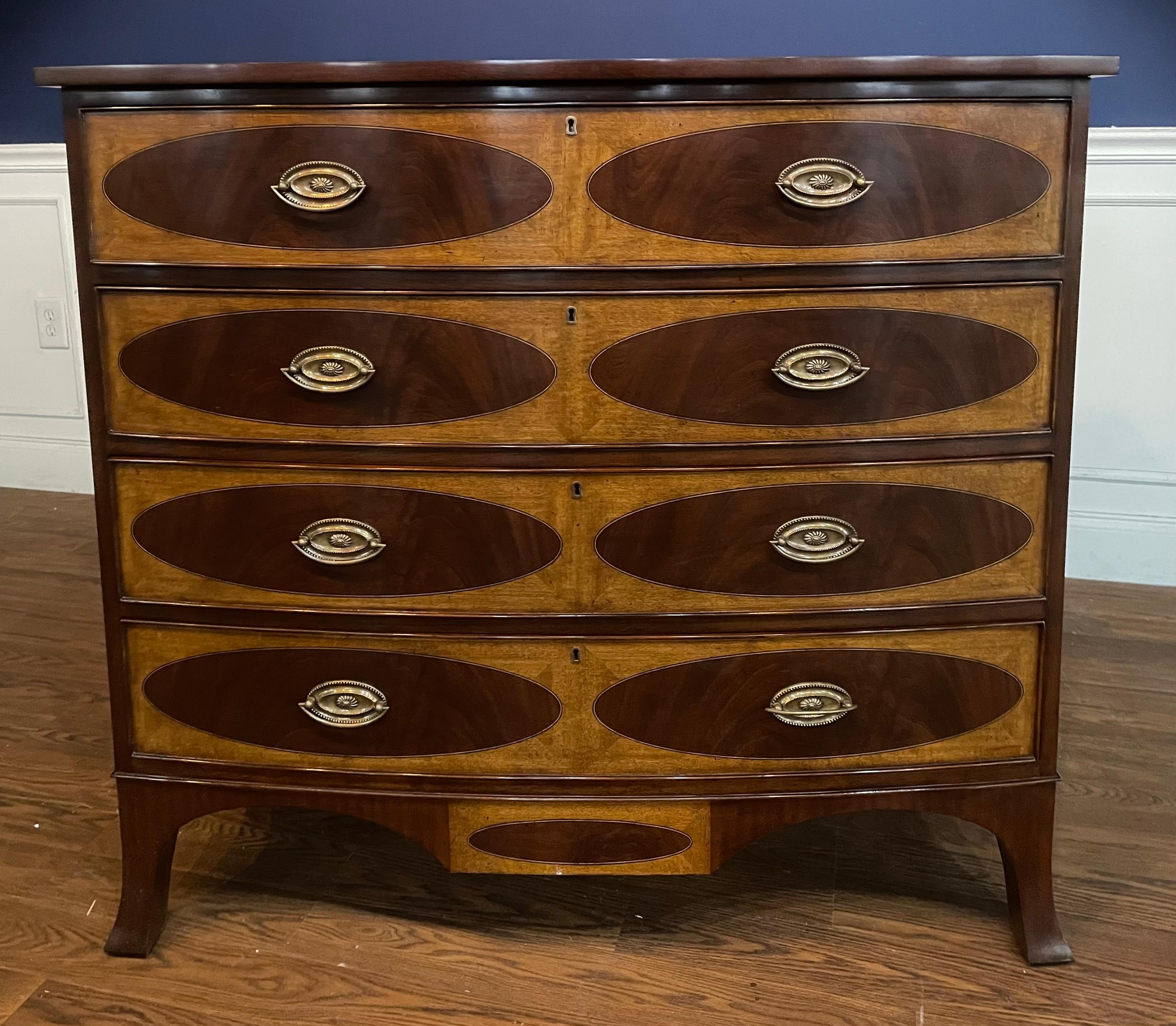 Contemporary Adams Style Bow Front Mahogany Chest by Leighton Hall  For Sale