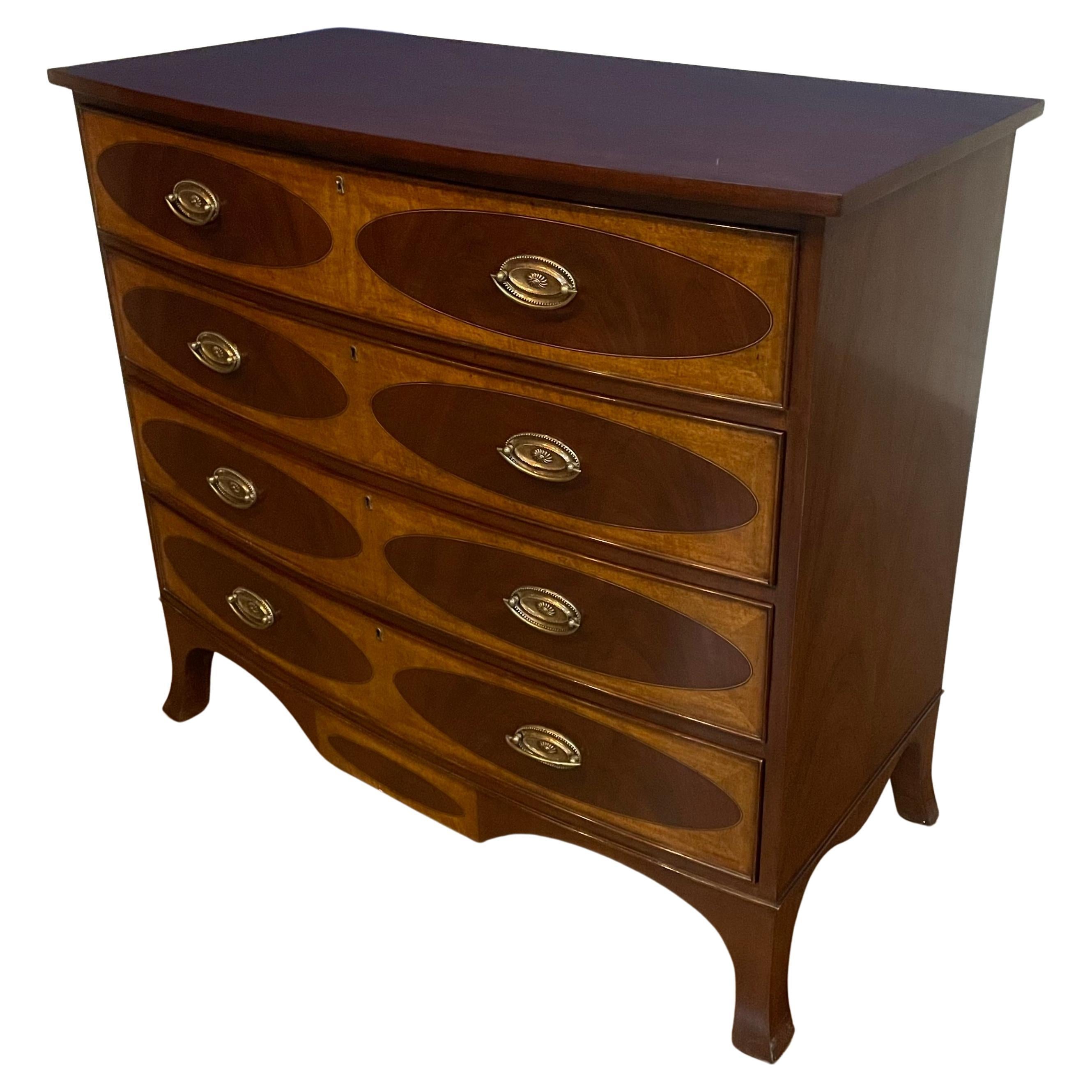 Adams Style Bow Front Mahogany Chest by Leighton Hall  For Sale