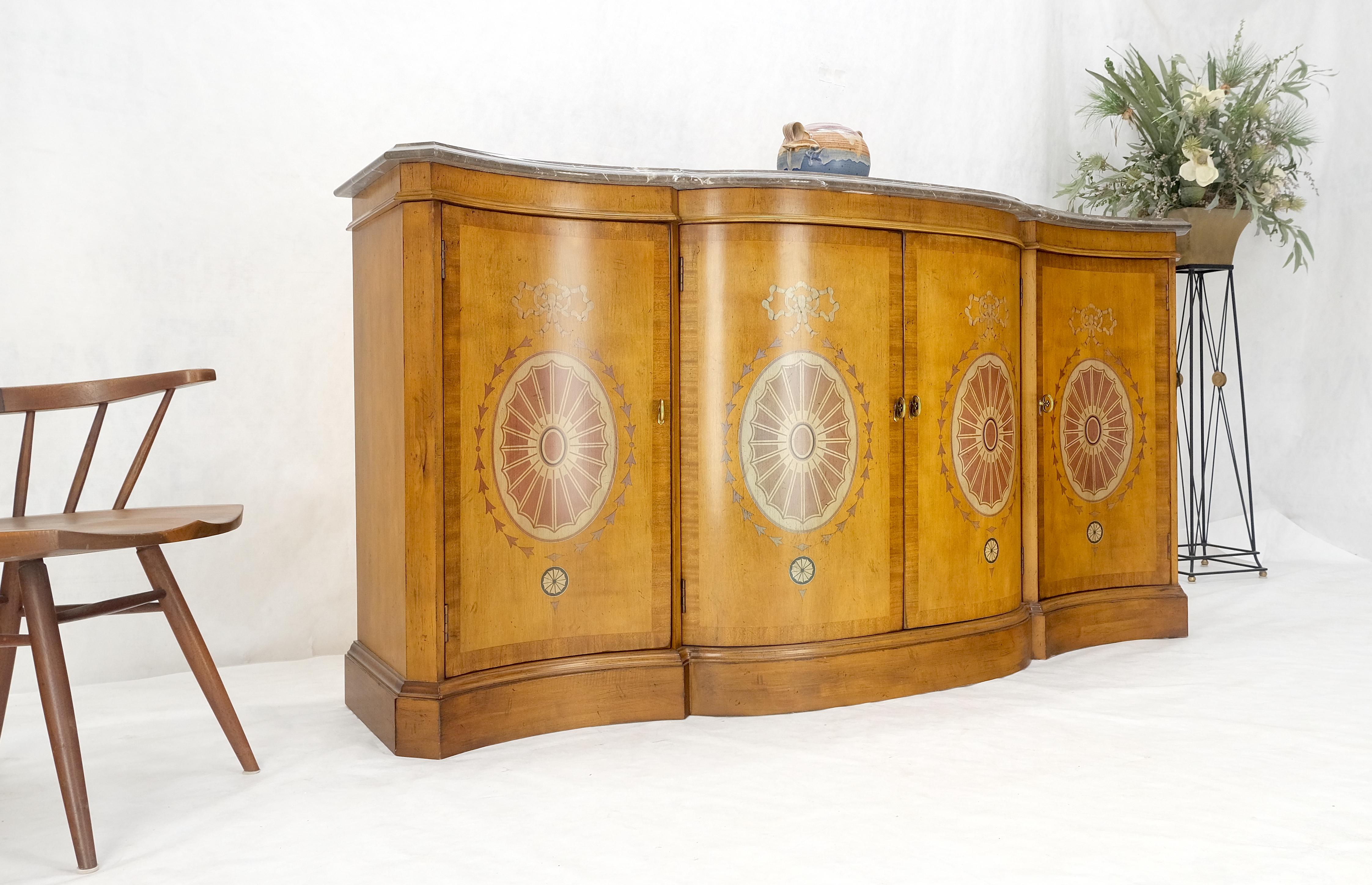 Adams Style Decorated Serpentine Front Marble Top 4 Drawers Doors Sideboard MINT For Sale 4