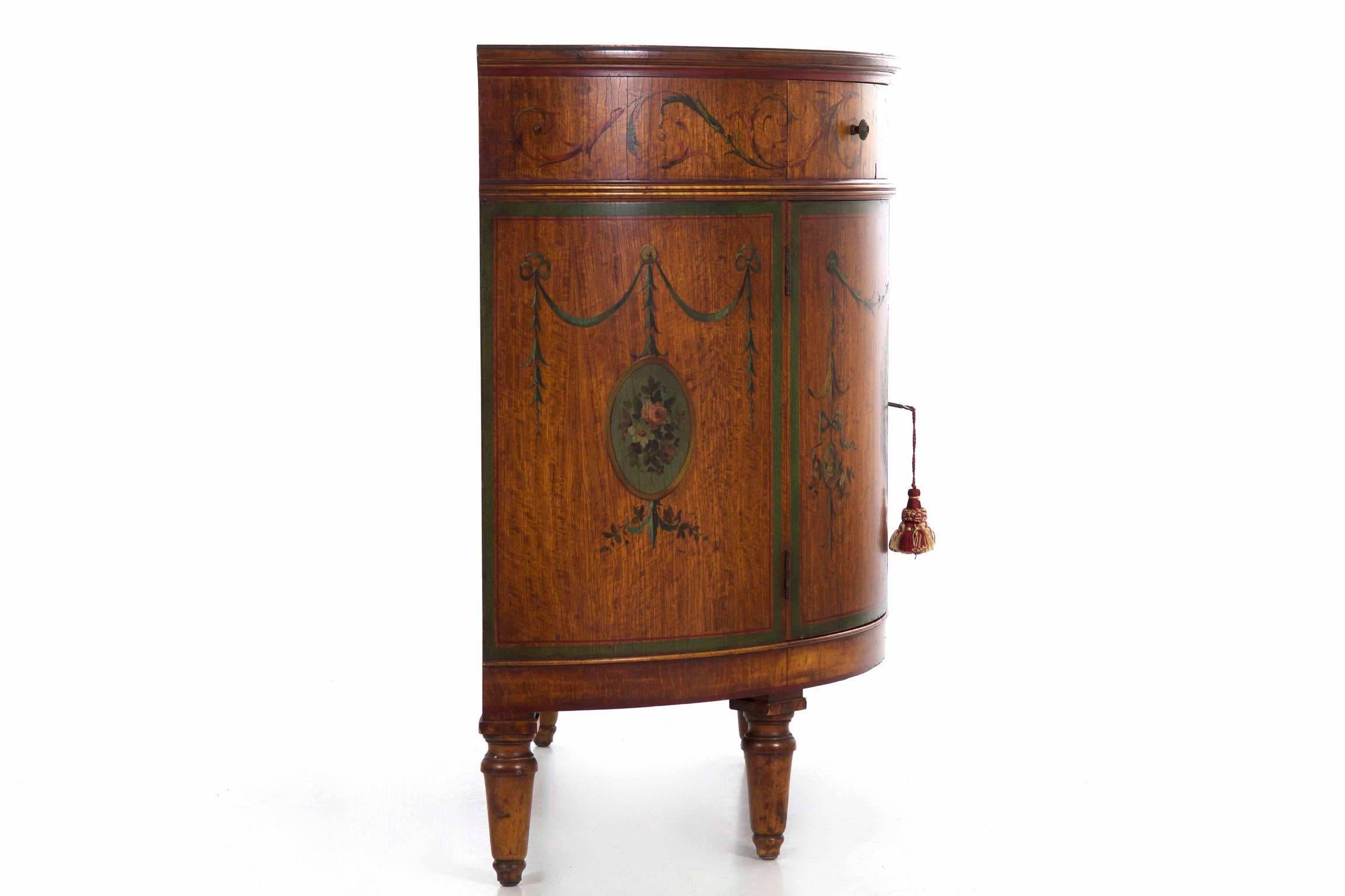 Adam's Style Finely Painted Demilune Antique Cabinet by William F. Wholey Co. 10